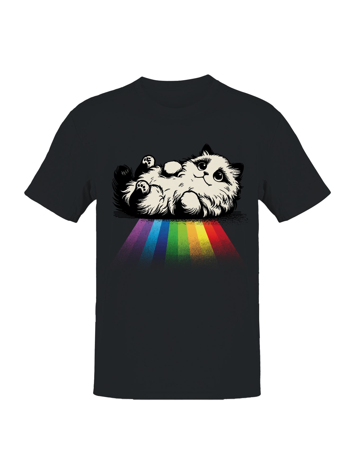 Fluffy Cat on Rainbow Path Women's T-shirt - Picture 4 of 18