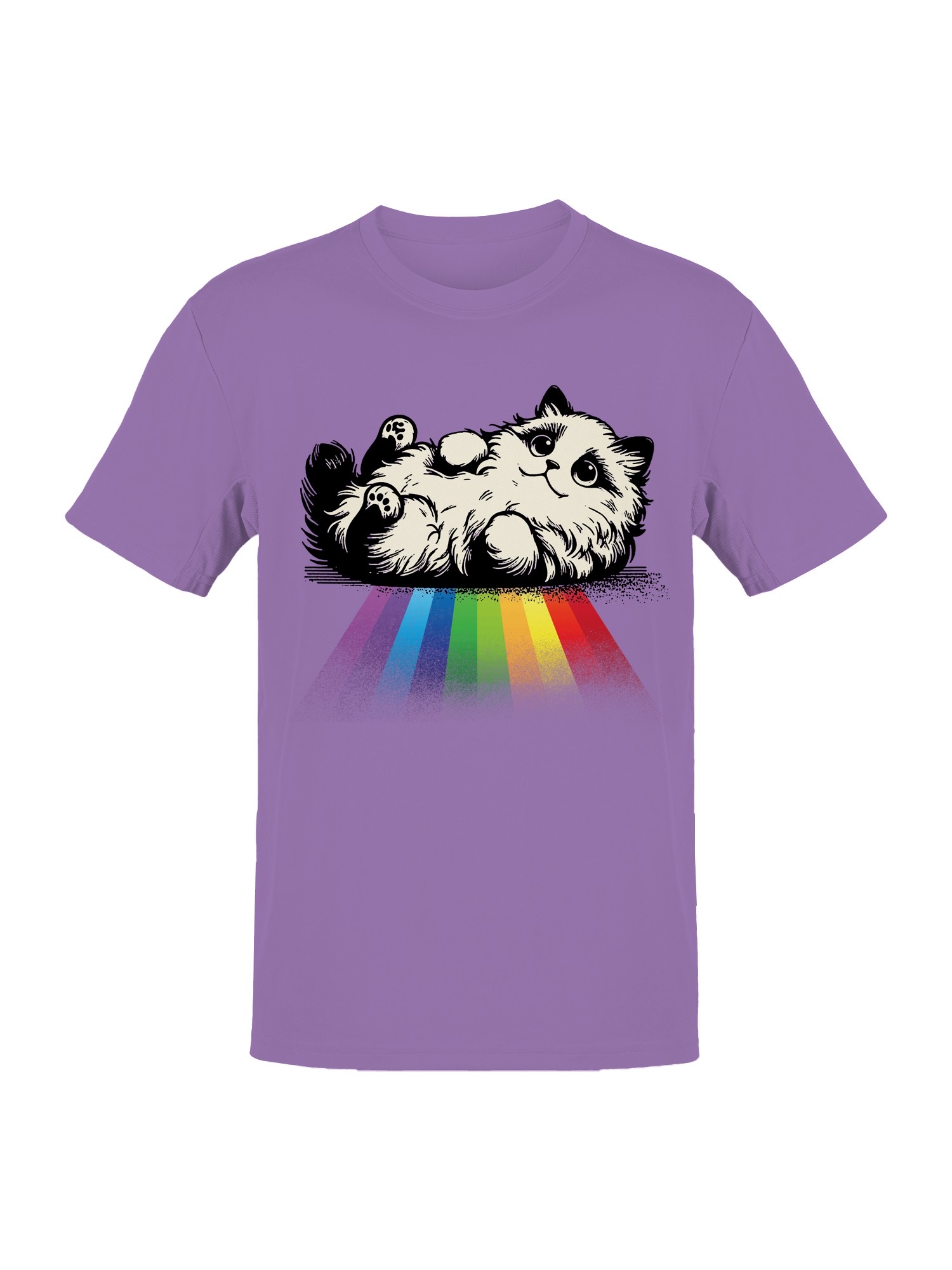 Fluffy Cat on Rainbow Path Women's T-shirt - Picture 10 of 18
