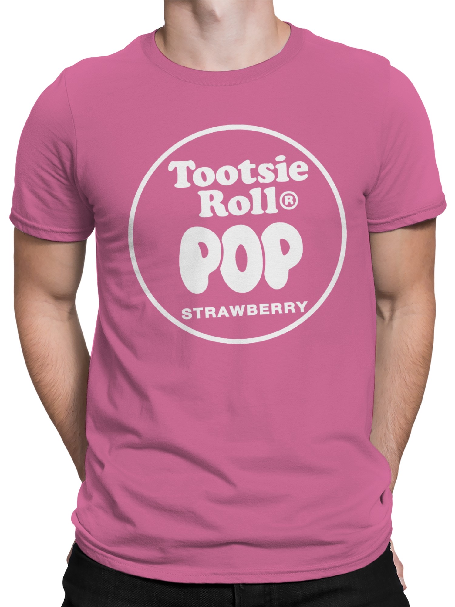 Officially Licensed Tootsie Roll Tootsie Pop Strawberry Logo Men's T-shirt - Picture 5 of 6