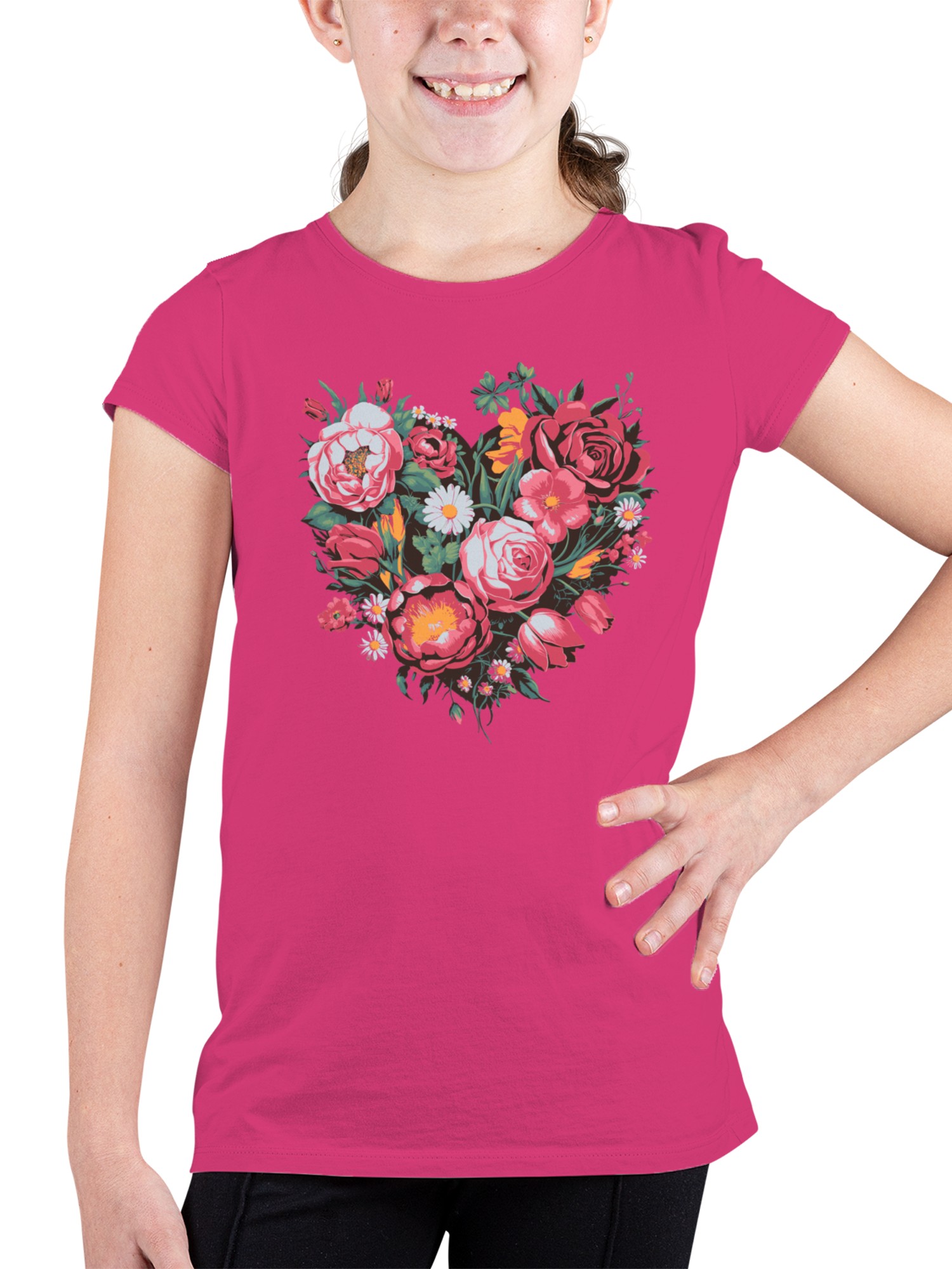 Floral Heart Wall Art Youth's T-shirt - Picture 5 of 6