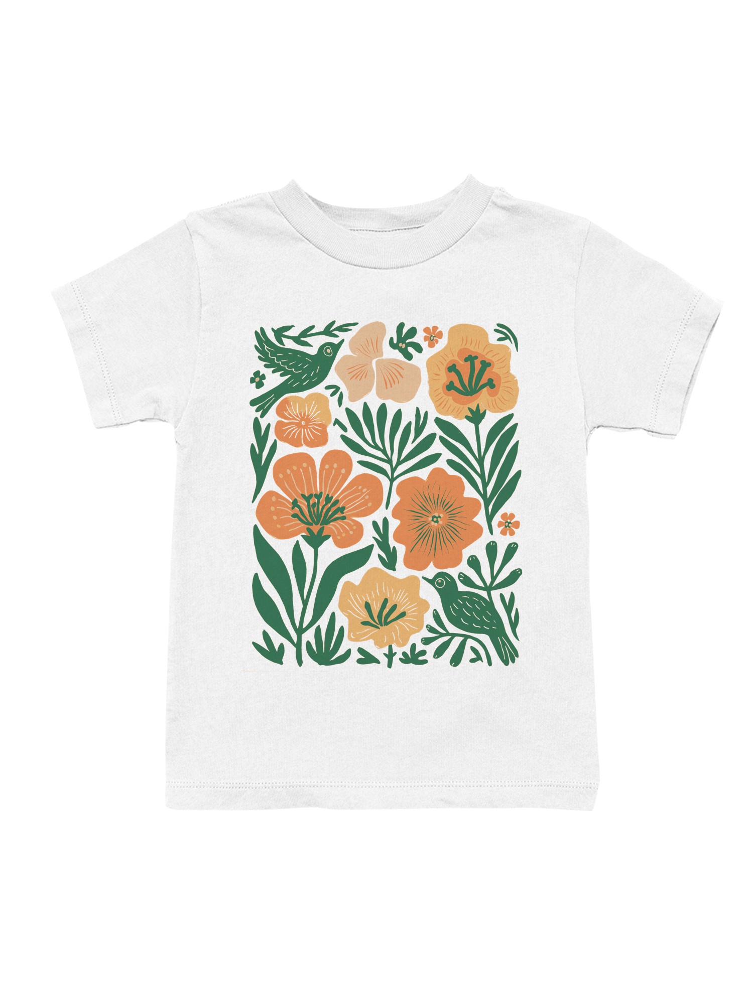 Floral Bird Design Print Youth's T-shirt - Picture 8 of 9