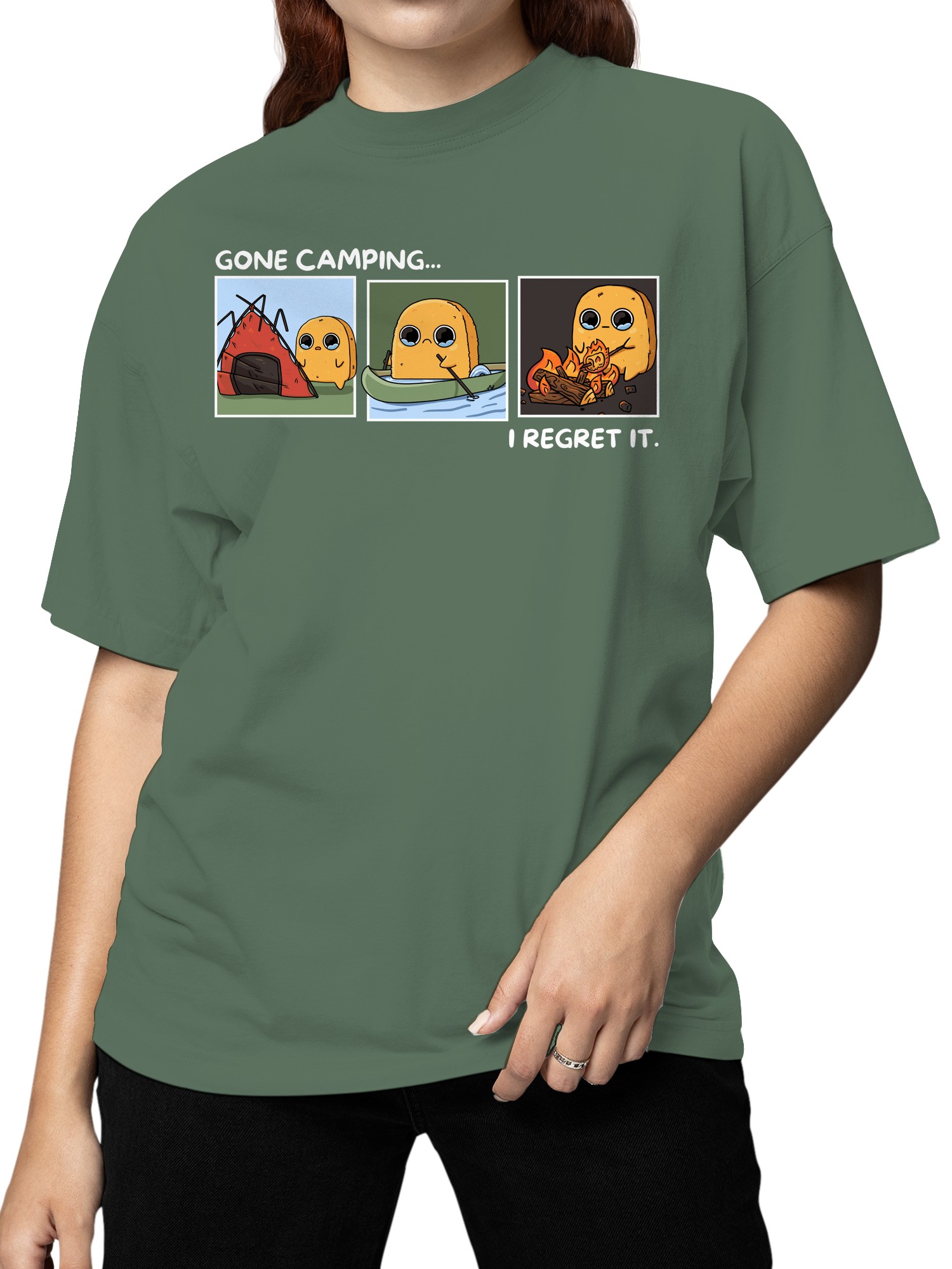 Offiziell lizenziertes Sad Nuggie Camping Damen T-Shirt - Bild 5 von 6