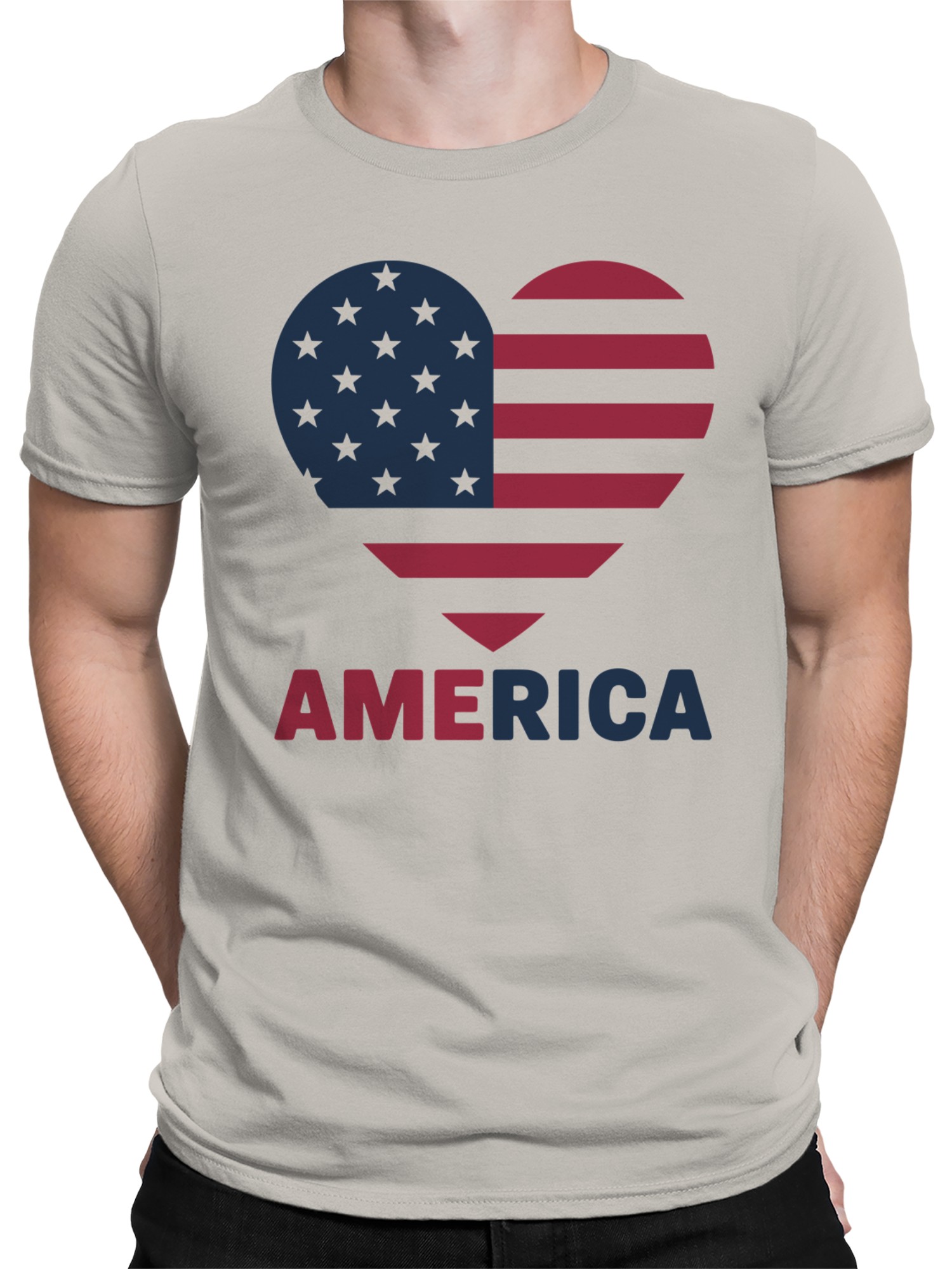 Patriotic Heart USA Flag Men's T-shirt - Picture 5 of 6