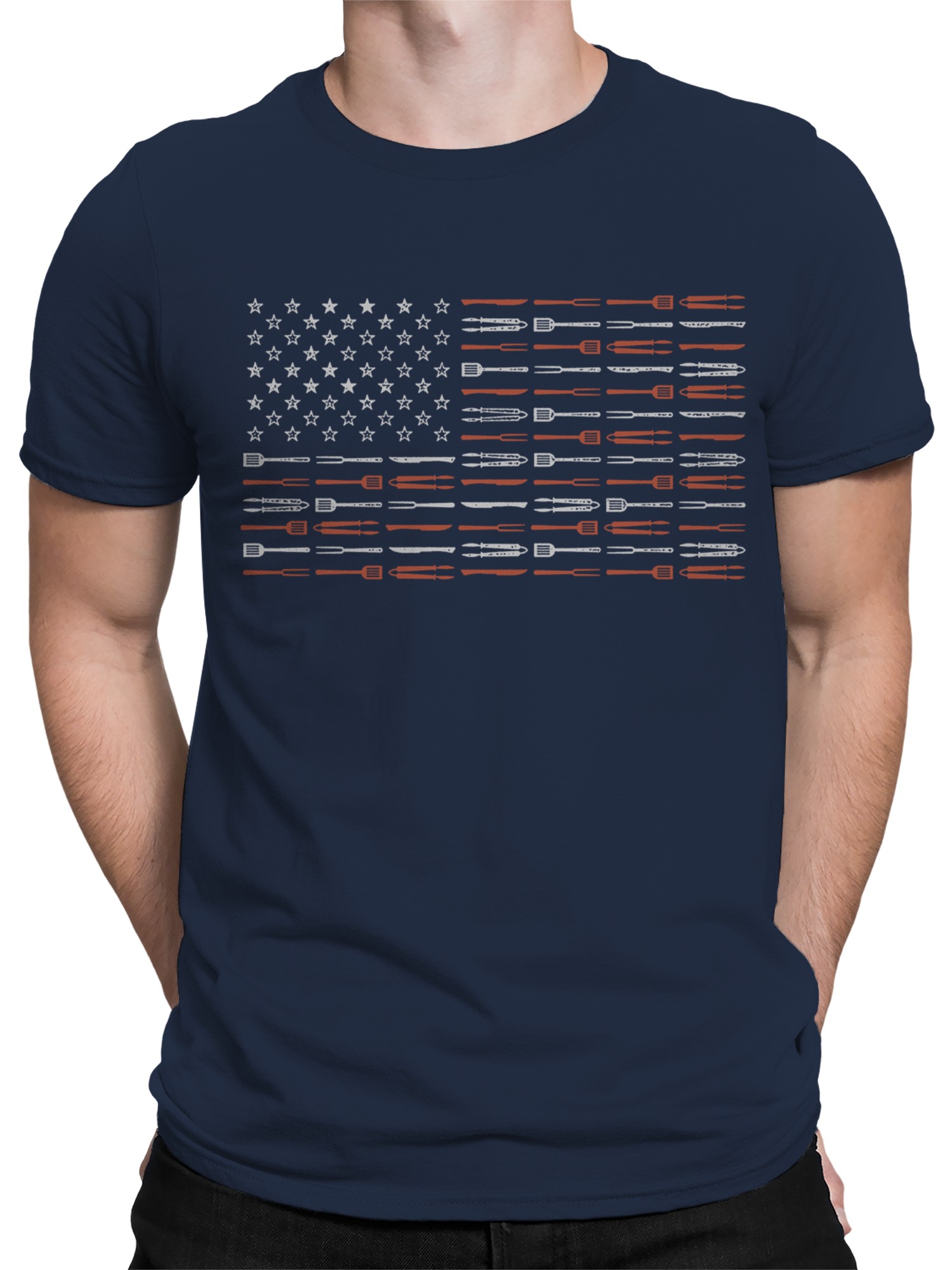 Patriotic BBQ Flag Men's T-shirt - Picture 5 of 6