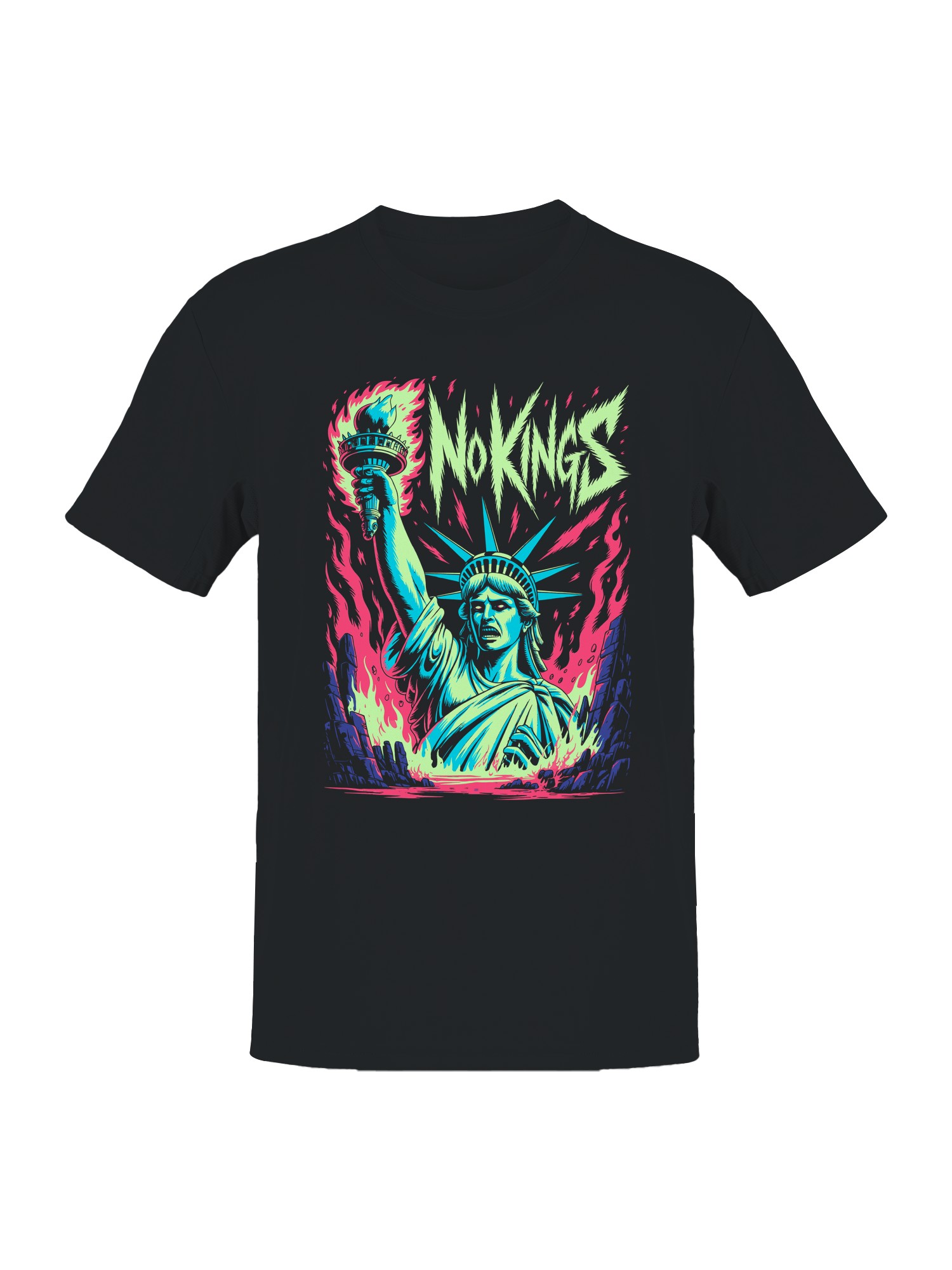 No Kings Statue of Liberty Blaze Men's T-shirt - Picture 4 of 6