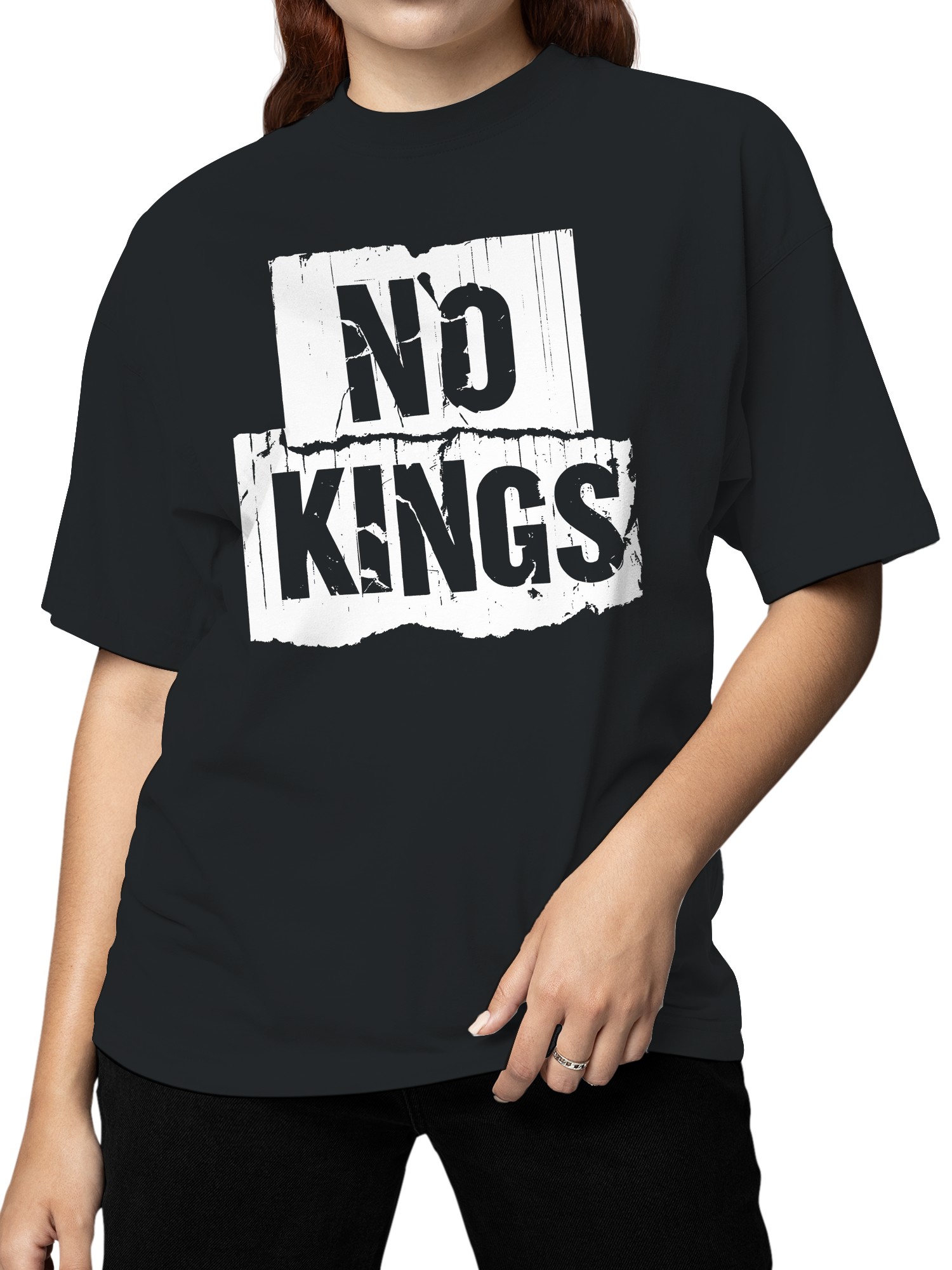 No Kings Grunge Art Women's T-shirt - Picture 5 of 9