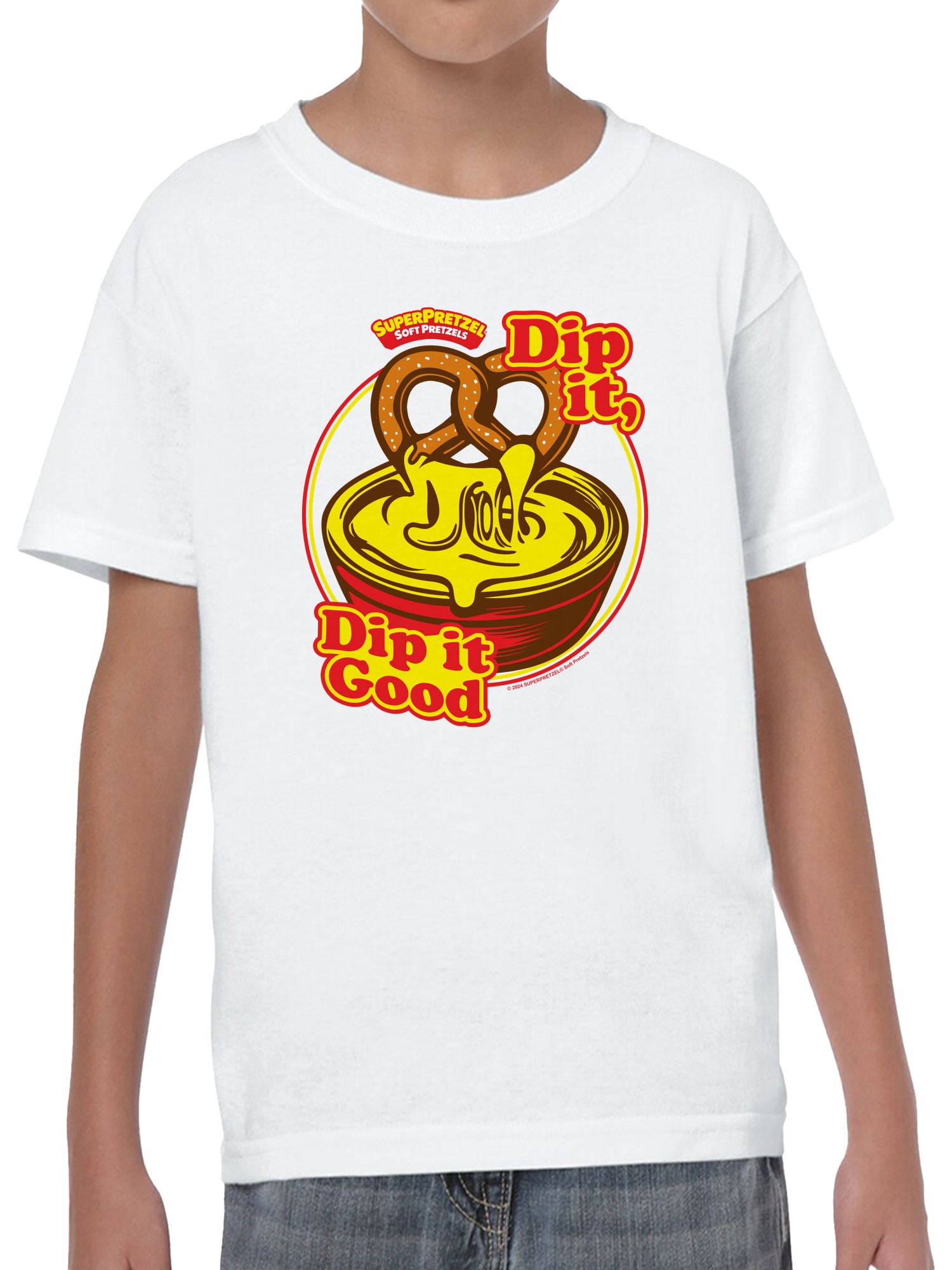 Officially Licensed Super Pretzel Dip It Good - Pretzel & Cheese Youth's T-shirt - Picture 5 of 6
