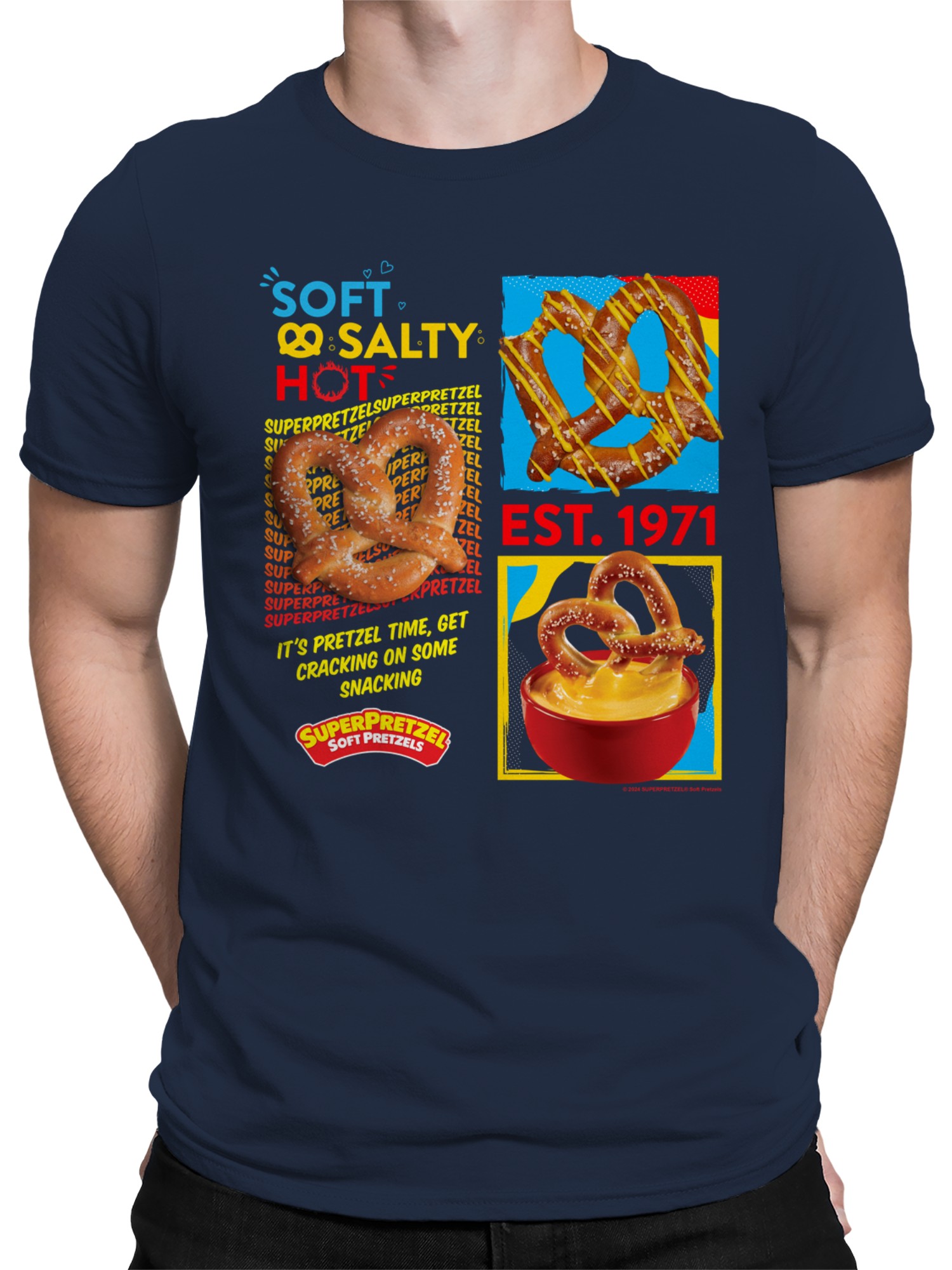 Officially Licensed Super Pretzel Soft, Salty & Hot: Men's T-shirt - Picture 8 of 9
