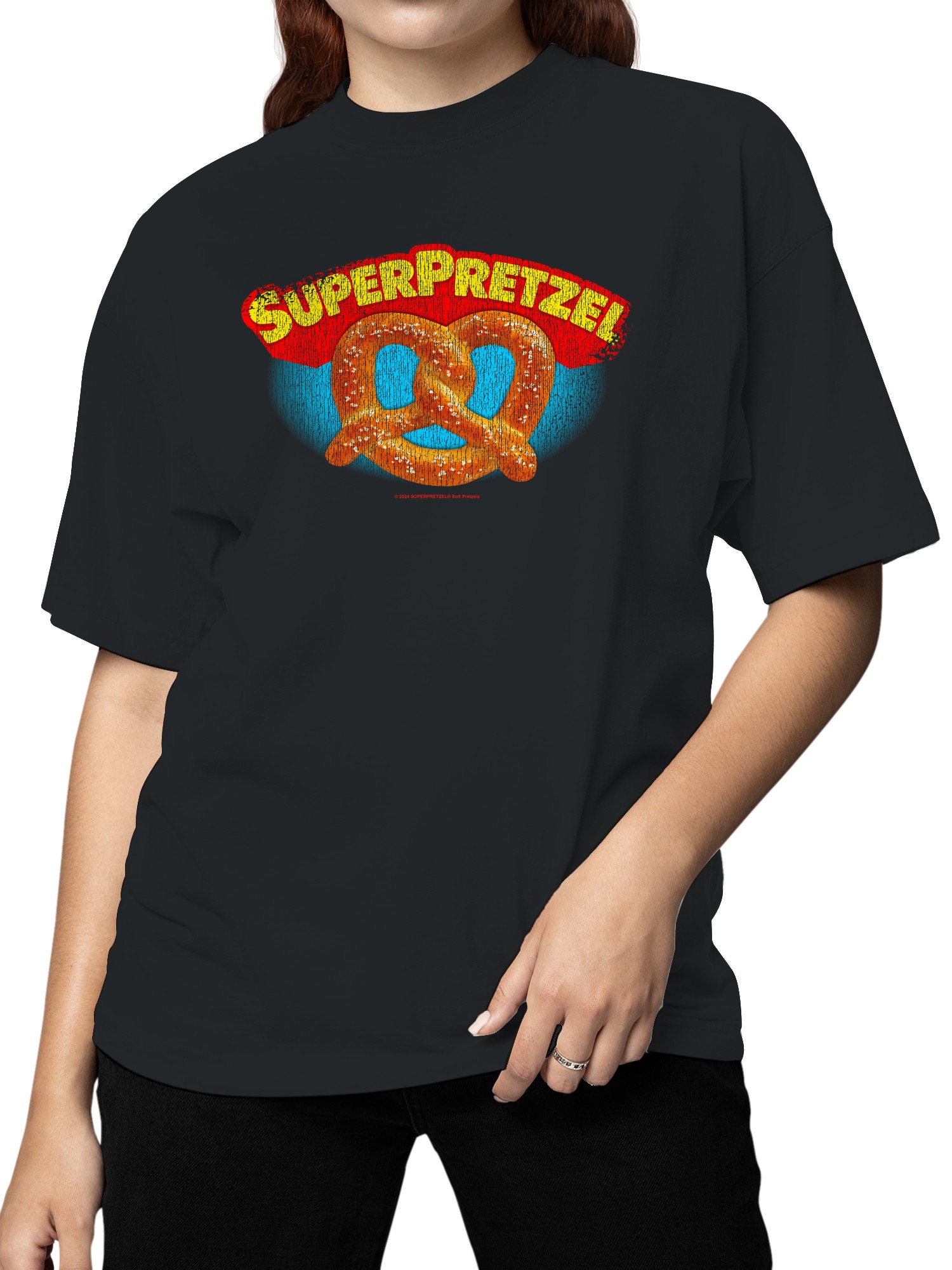 Officially Licensed Super Pretzel Vintage Logo Design Women's T-shirt - Picture 8 of 12