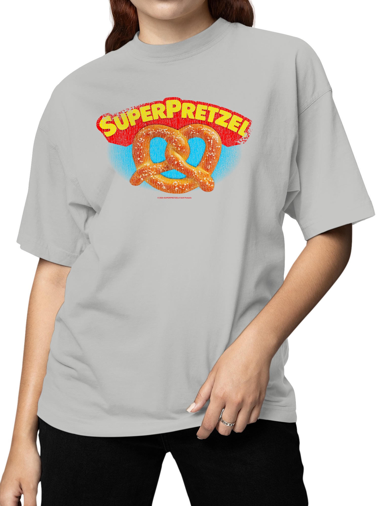 Officially Licensed Super Pretzel Vintage Logo Design Women's T-shirt - Picture 5 of 12