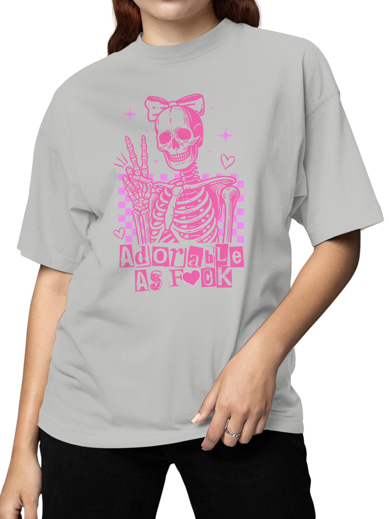 Adorable Skeleton Punk Art Women's T-shirt - Picture 5 of 6