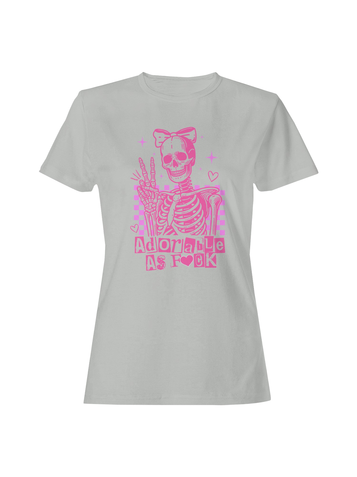 Adorable Skeleton Punk Art Women's T-shirt - Picture 4 of 6