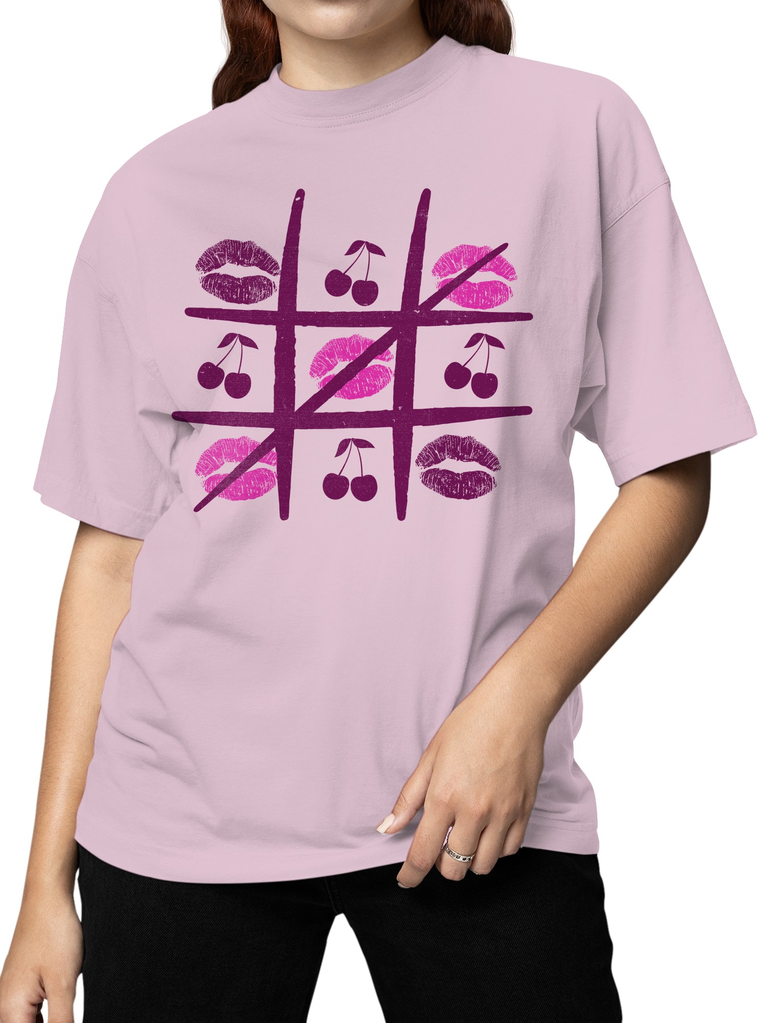 Tic Tac Toe Cherries & Kisses Damen T-Shirt - Bild 5 von 6