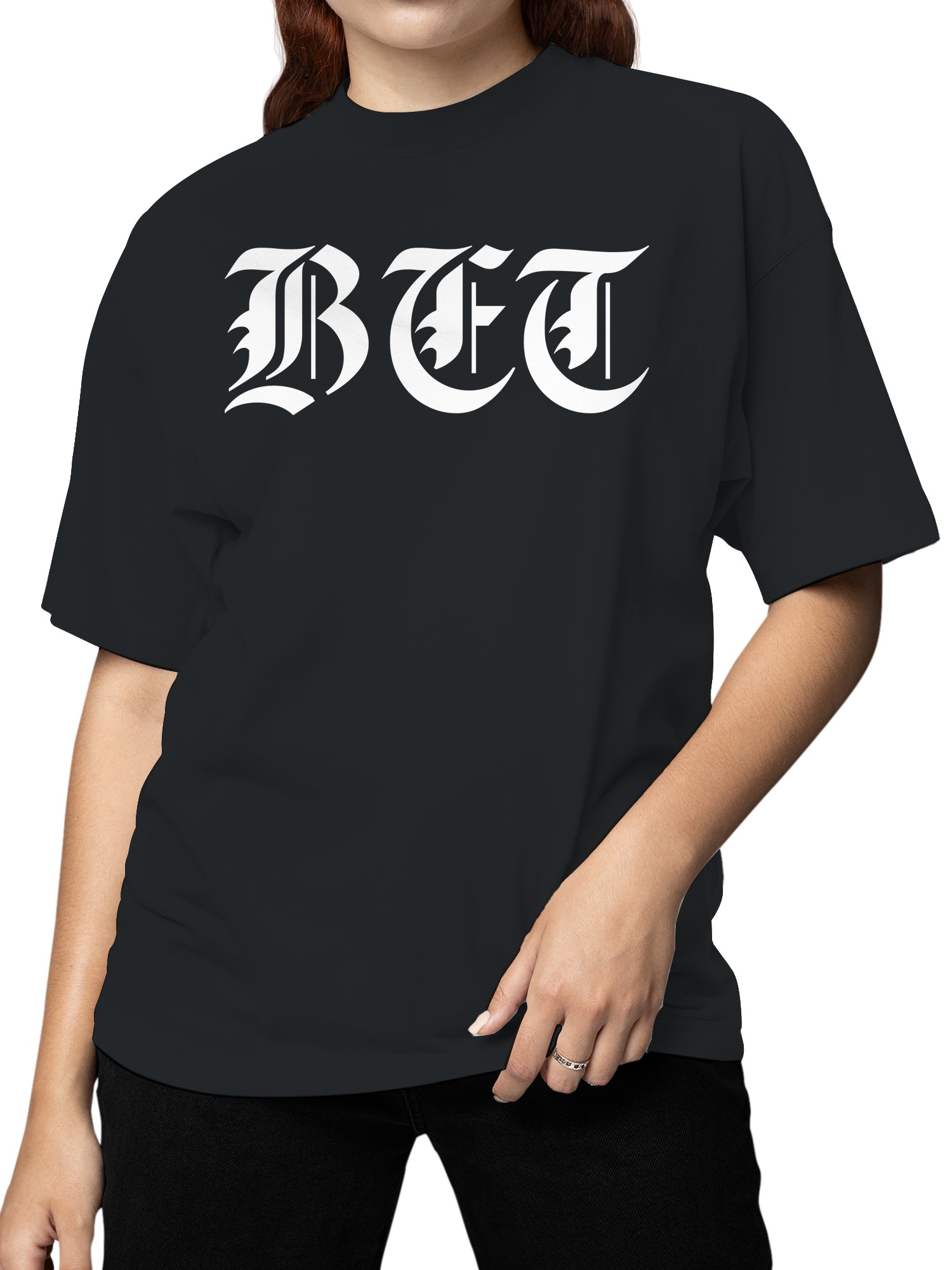 Camiseta para mujer con diseño de monograma BFT gótica audaz - Imagen 11 de 12