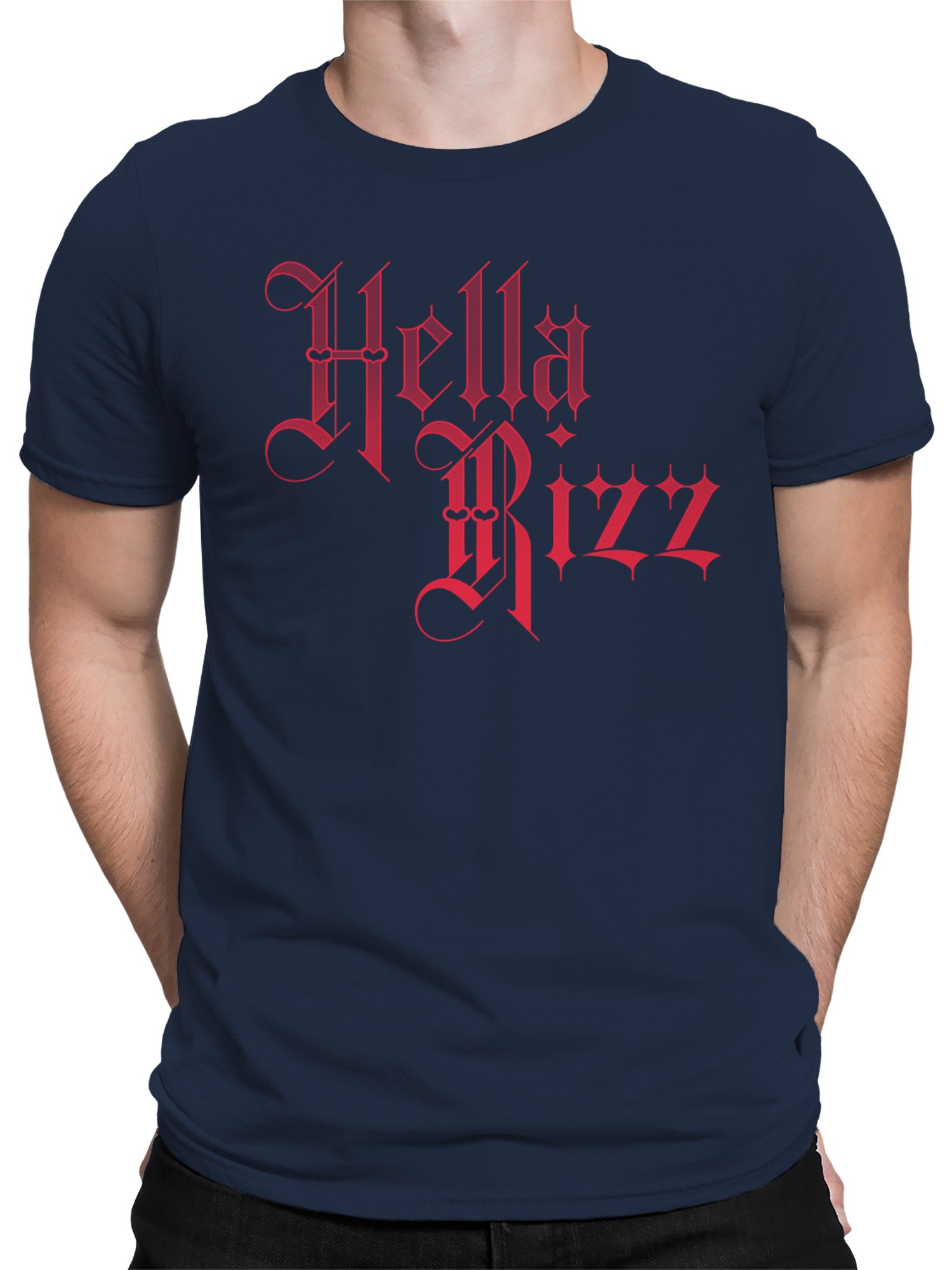 Mutiges Gothic "Hella Rizz" Design Herren T-Shirt - Bild 8 von 9