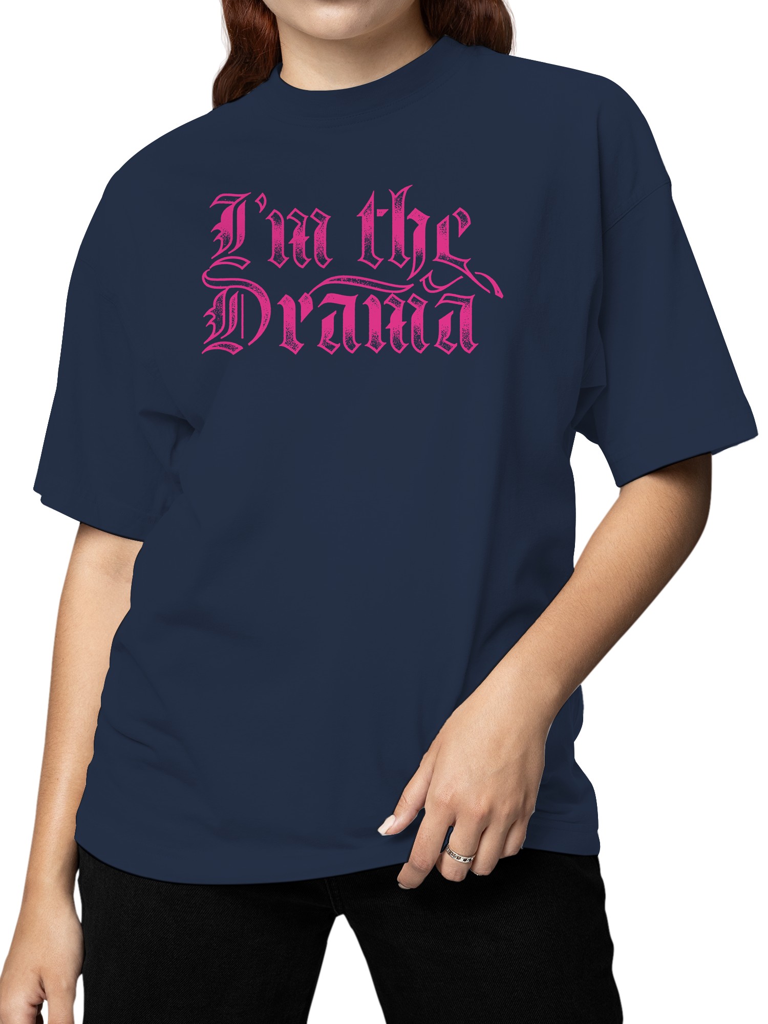 Bold Pink "I'm the Drama" Design Women's T-shirt - Picture 8 of 9