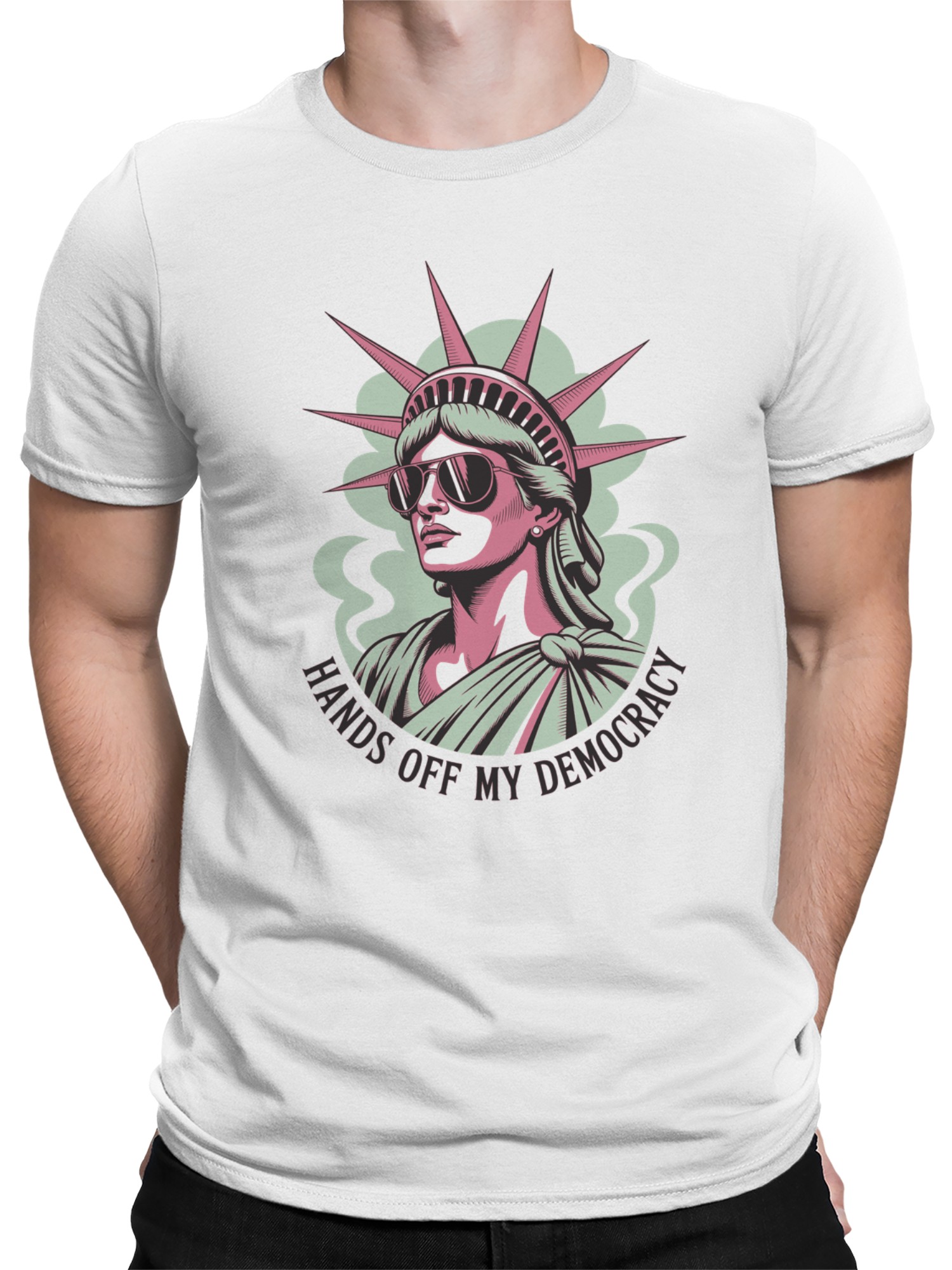 Statue of Liberty Pop Art Message Men's T-shirt - Picture 5 of 9