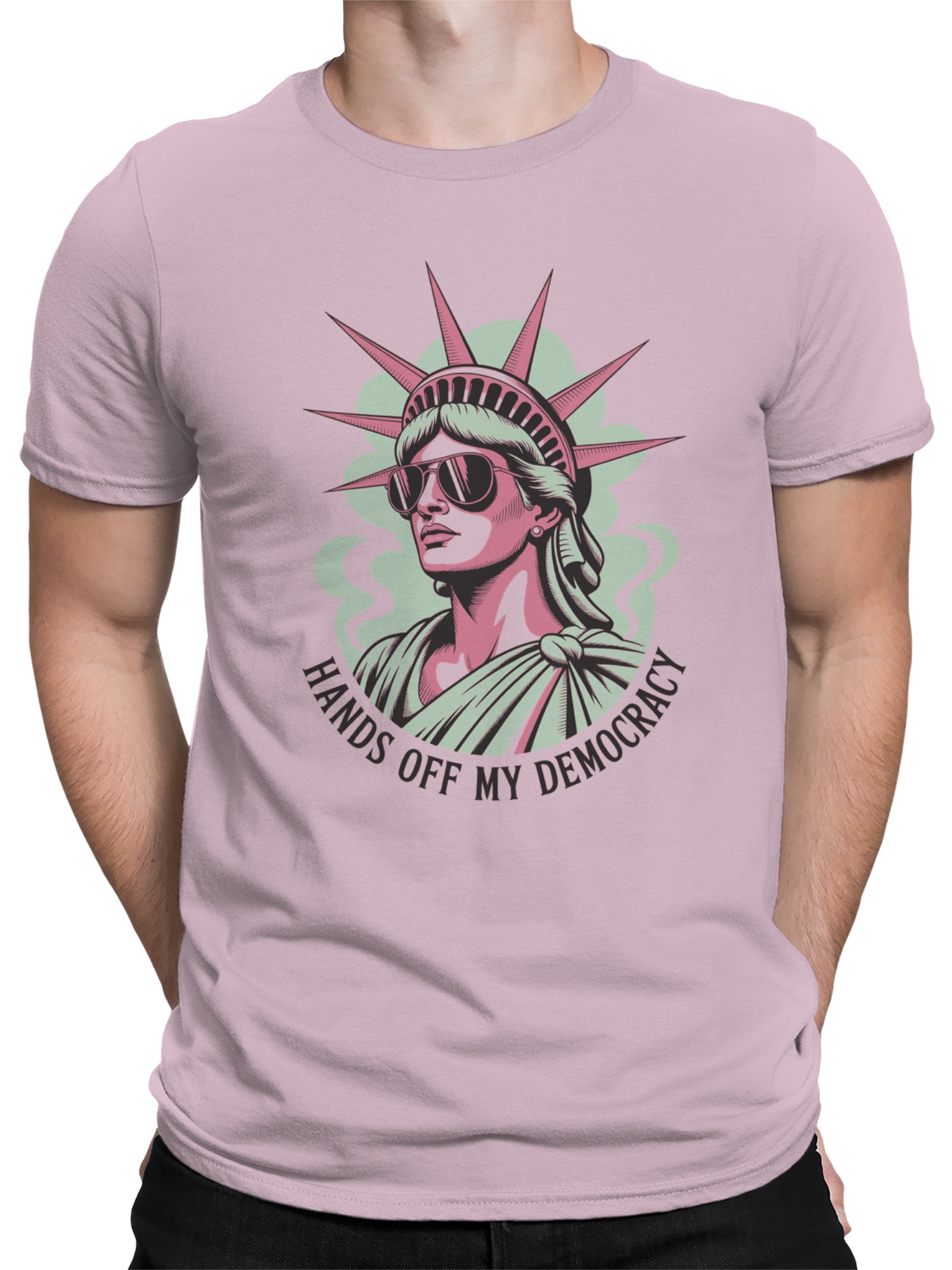 Statue of Liberty Pop Art Message Men's T-shirt - Picture 8 of 9