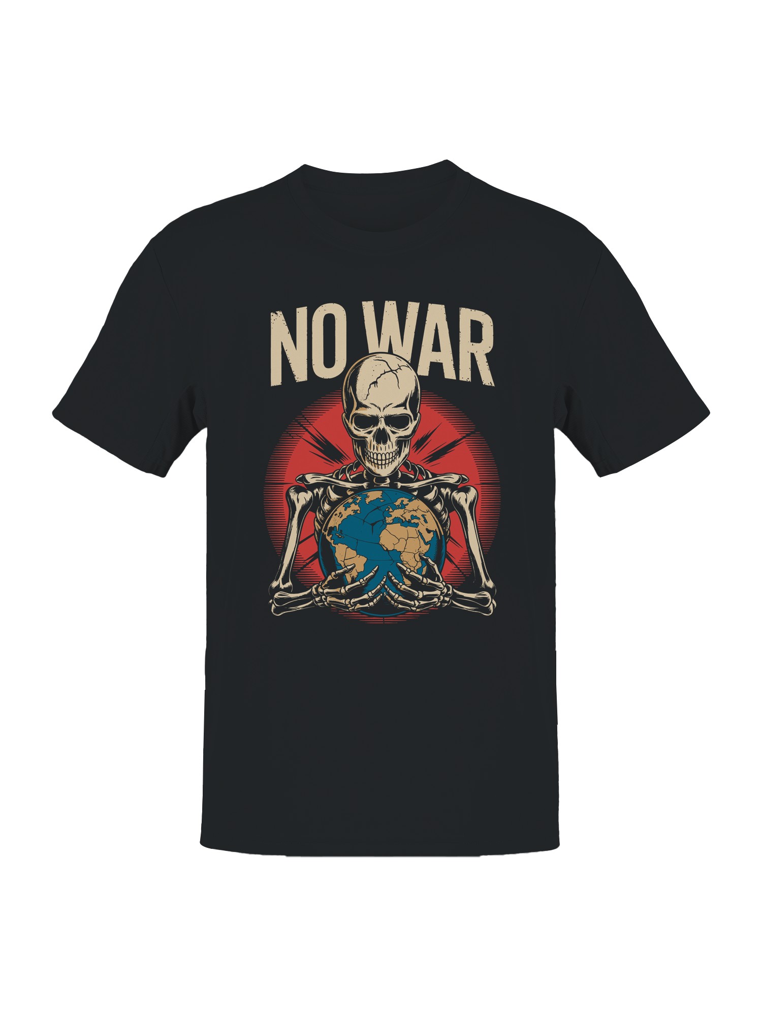No War Skeleton Holding Earth Men's T-shirt - Picture 4 of 6
