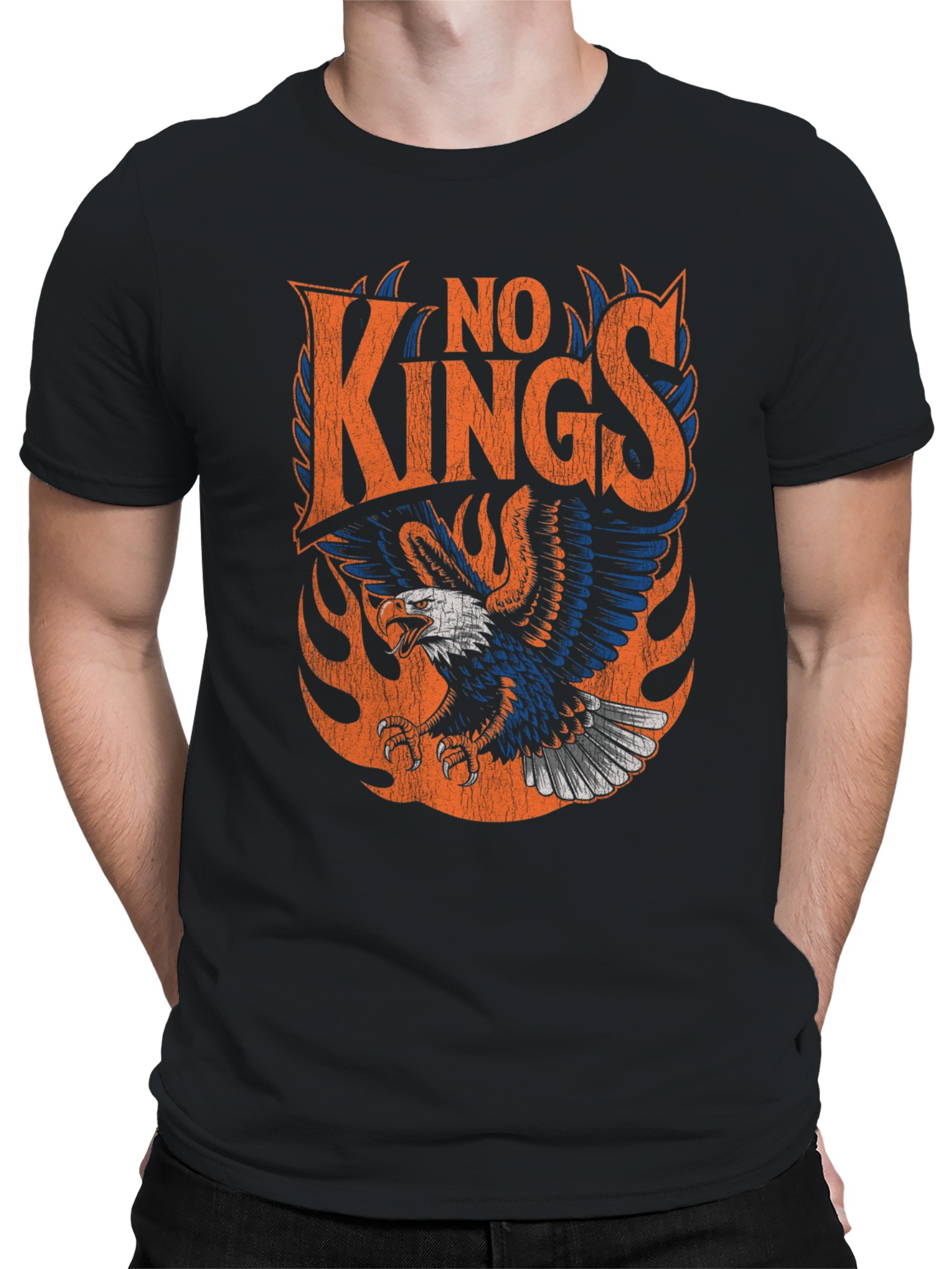No Kings Eagle Fire Design Men's T-shirt - Picture 5 of 9