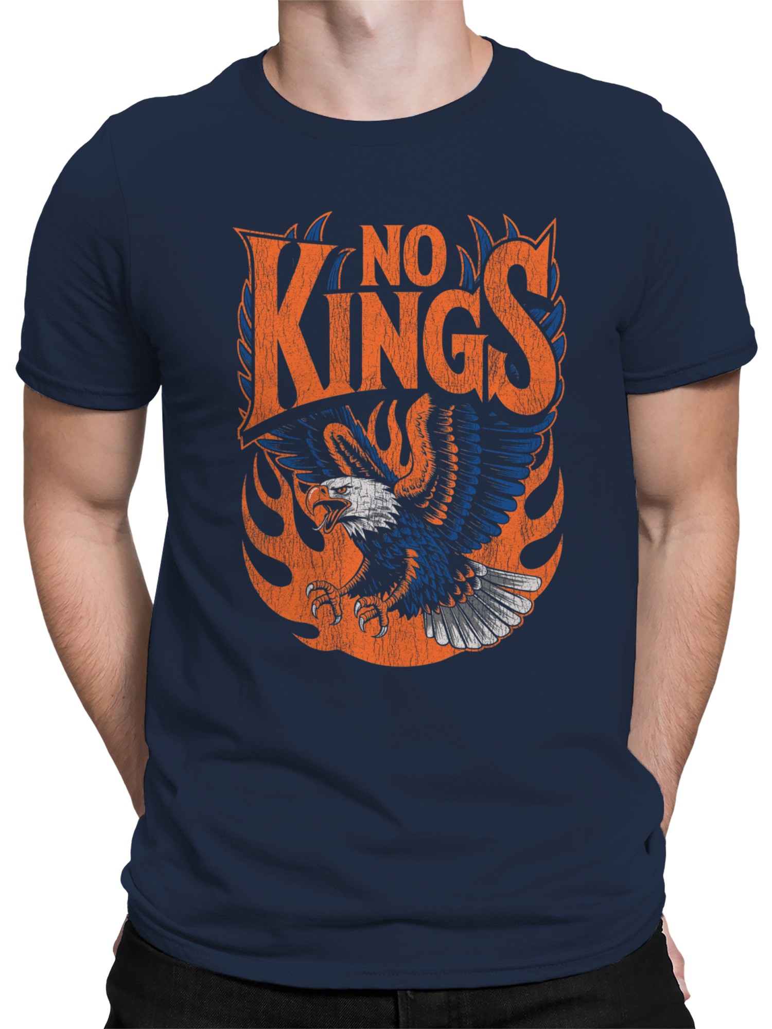 No Kings Eagle Fire Design Men's T-shirt - Picture 8 of 9