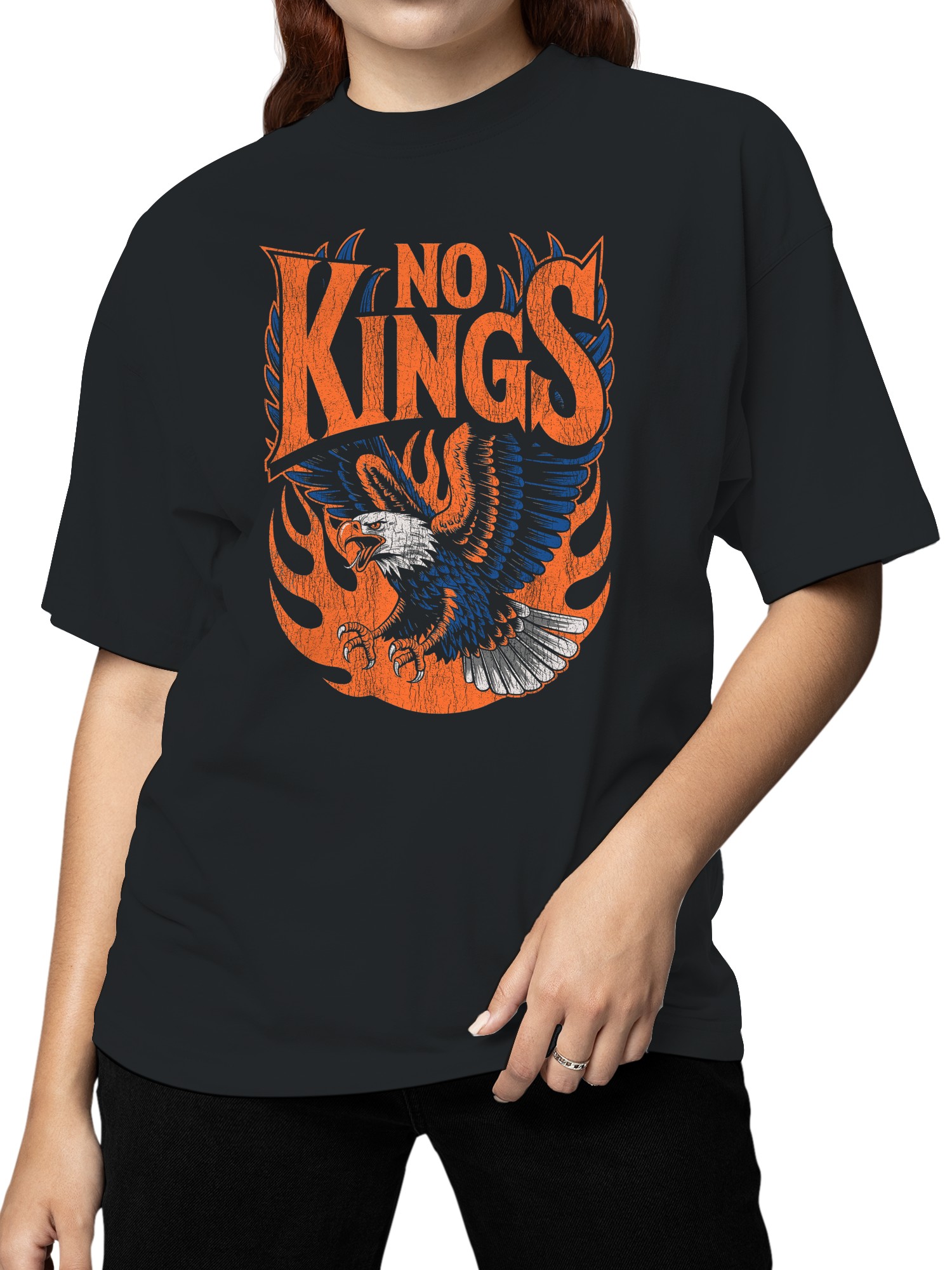 No Kings Eagle Fire Design Women's T-shirt - Foto 5 di 9
