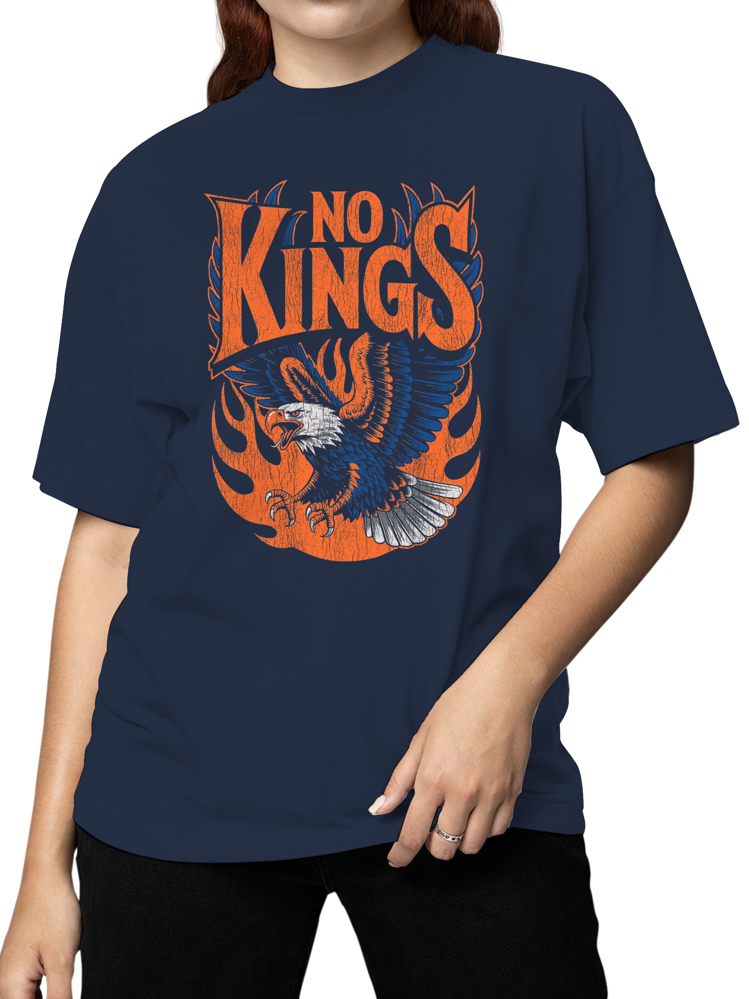 No Kings Eagle Fire Design Women's T-shirt - Foto 8 di 9