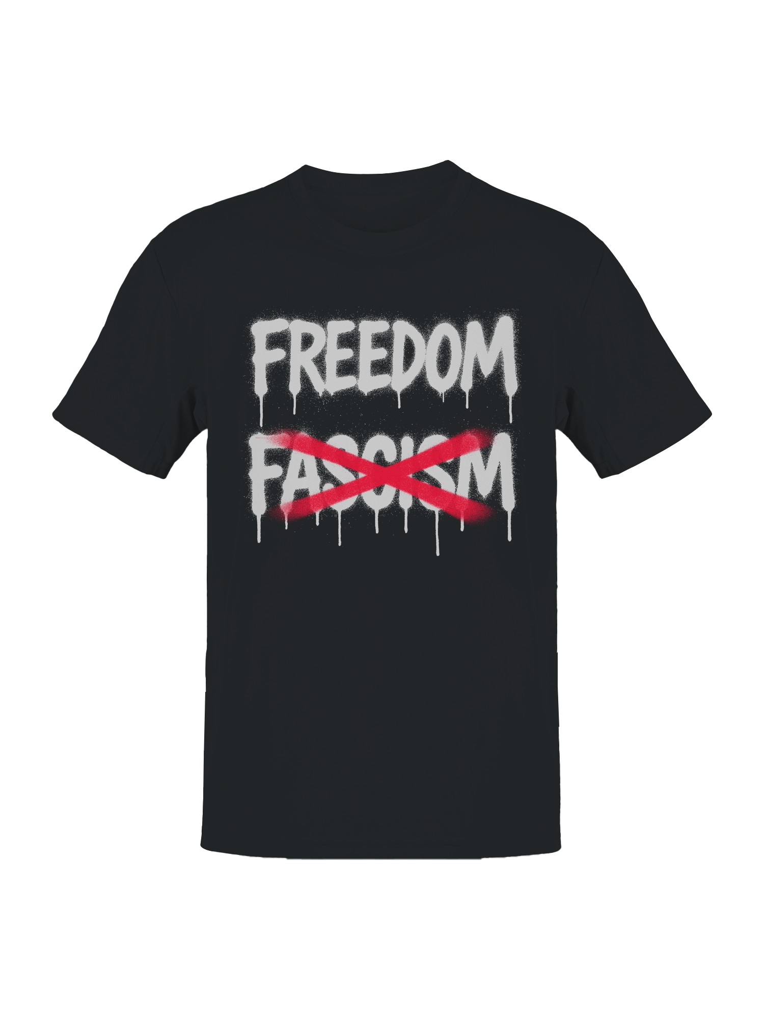 Freedom Over Fascism Graffiti Men's T-shirt - Picture 4 of 6