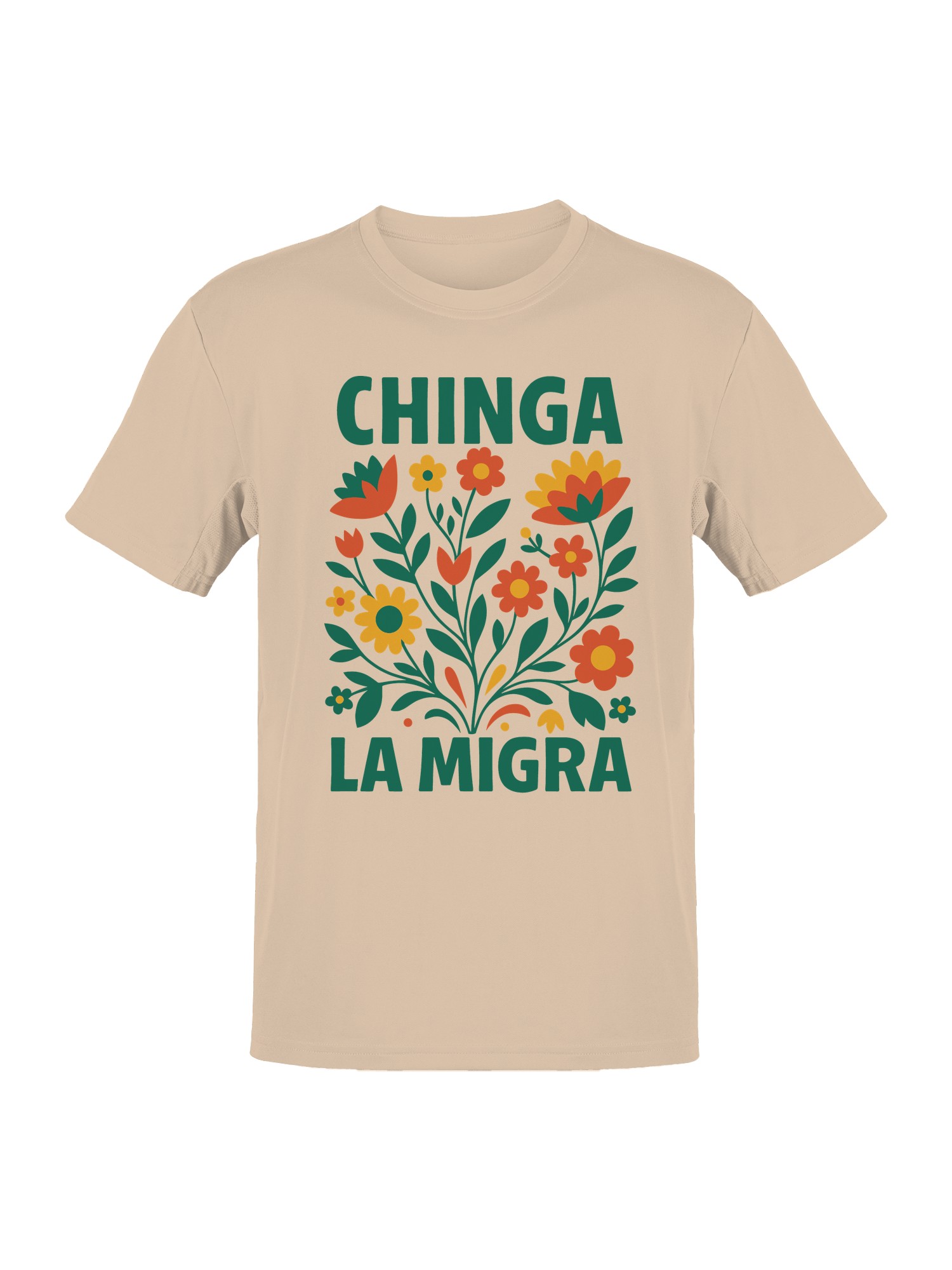 Bold Floral Chinga La Migra Design Herren T-Shirt - Bild 4 von 6