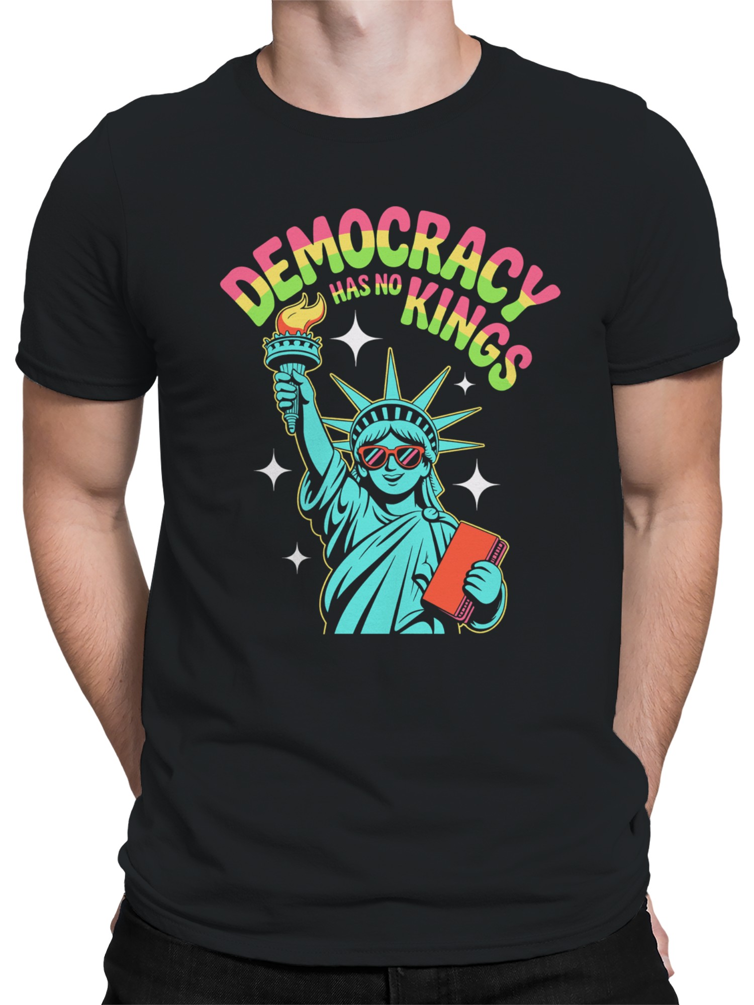 Democracy Has No Kings Design Men's T-shirt - Picture 5 of 9