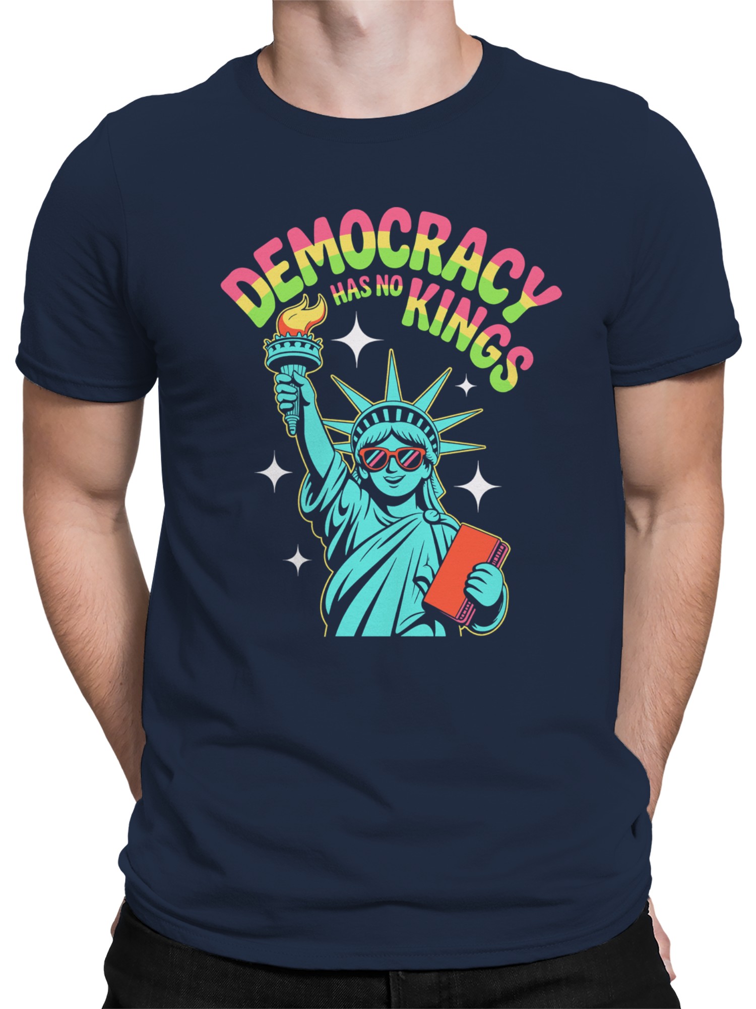 Democracy Has No Kings Design Men's T-shirt - Picture 8 of 9