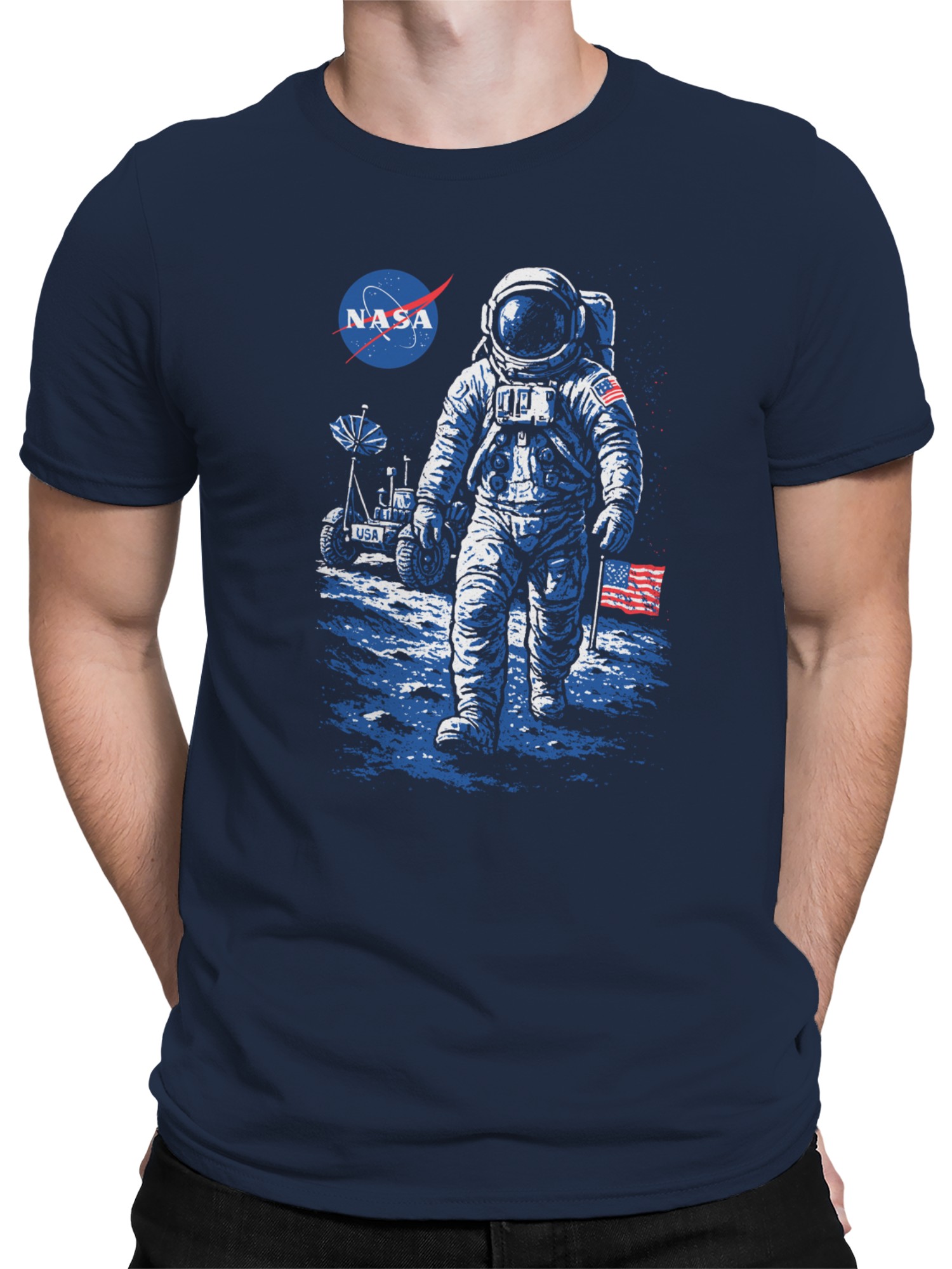 Offiziell lizenziertes NASA Astronaut Lunar Walk Design Herren T-Shirt - Bild 8 von 9