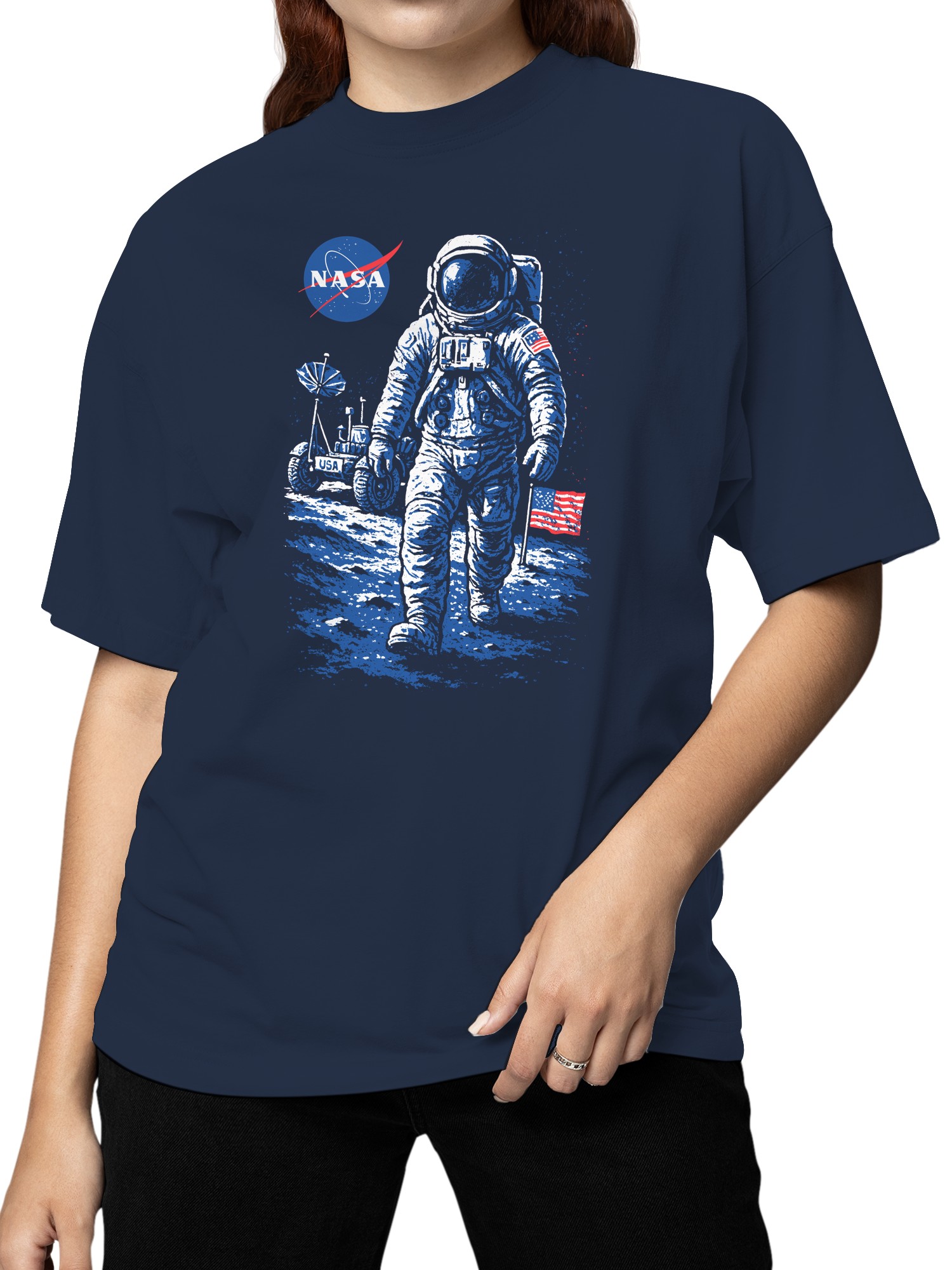 Officially Licensed NASA Astronaut Lunar Walk Design Women's T-shirt - Picture 8 of 9