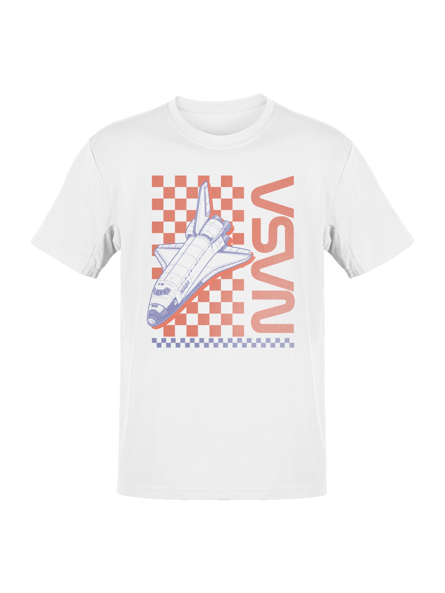 Officially Licensed Nasa Retro Space Shuttle Checkered Men's T-shirt - Picture 7 of 9