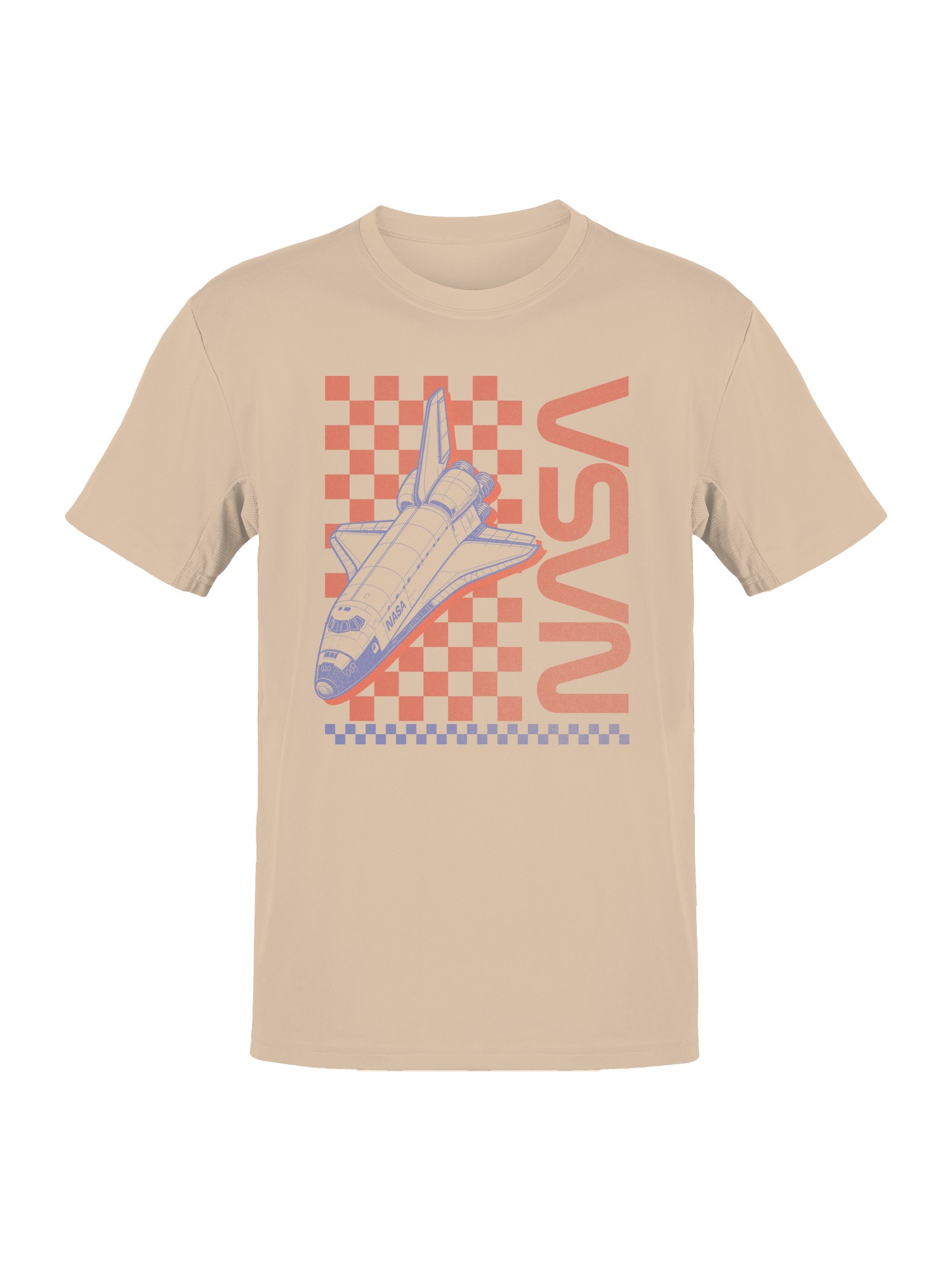 Officially Licensed Nasa Retro Space Shuttle Checkered Men's T-shirt - Picture 4 of 9