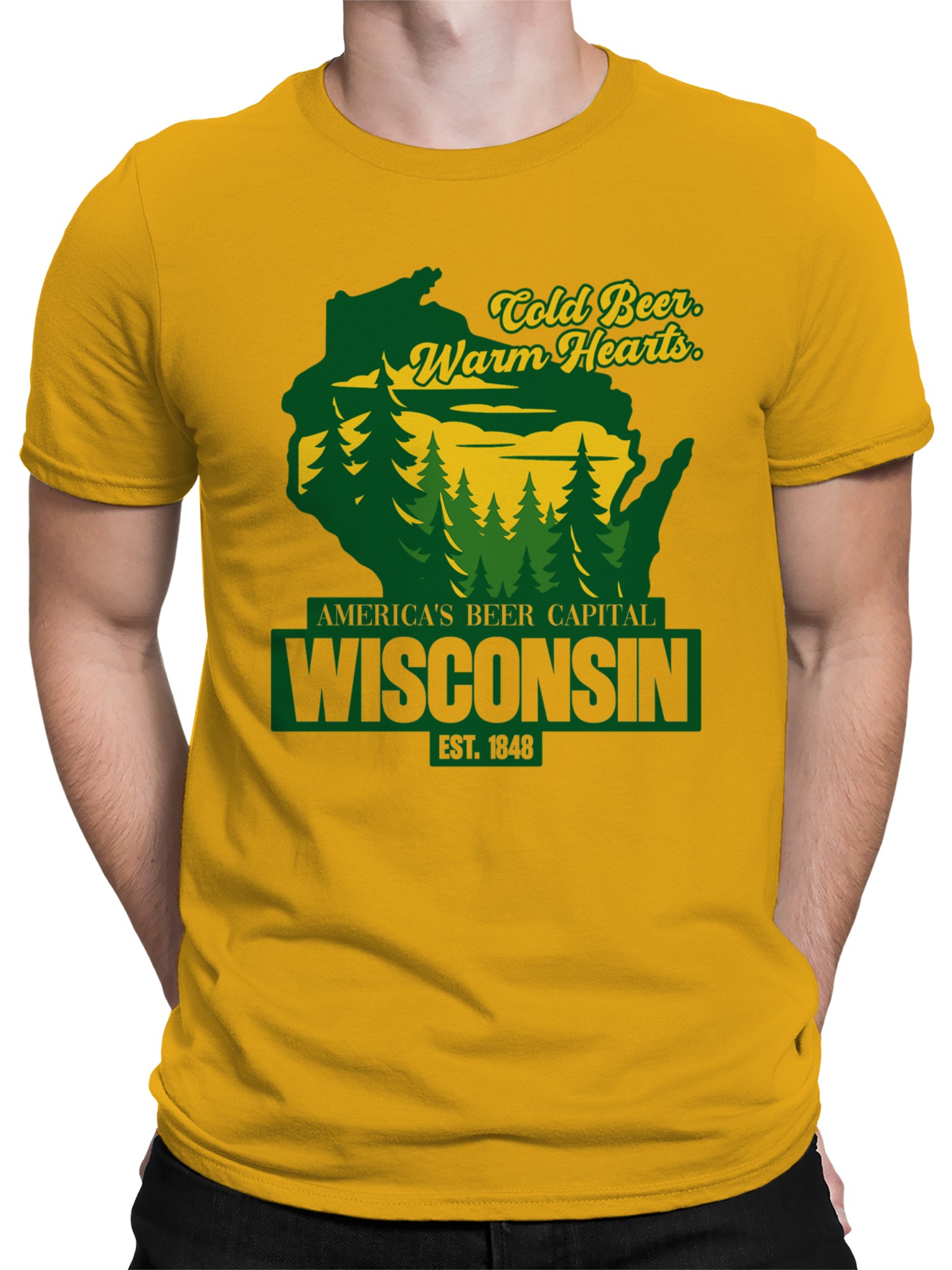 Wisconsin: Cold Beer, Warm Hearts Men's T-shirt - Picture 5 of 6