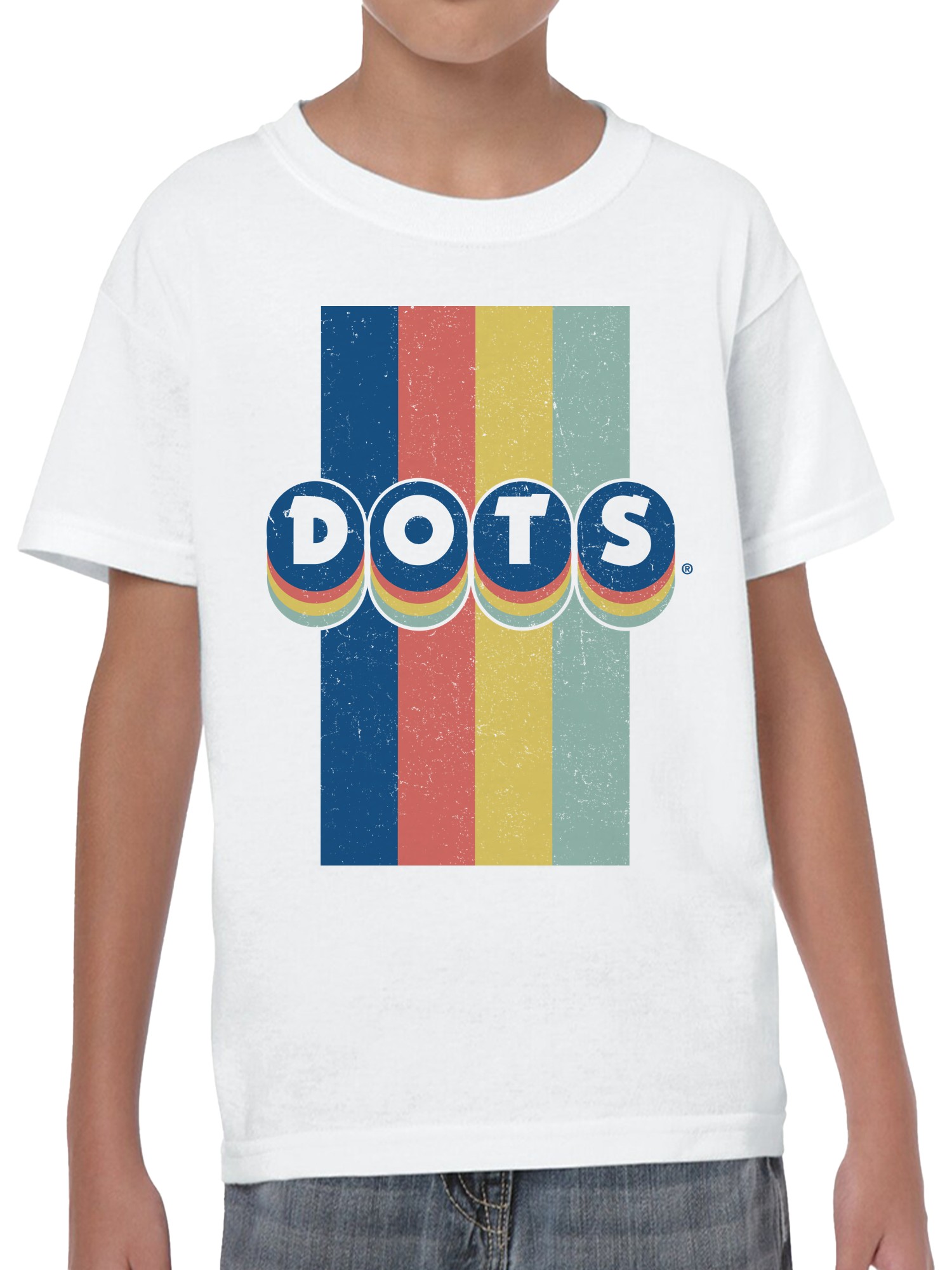 Officially Licensed Dots Retro Rainbow Design Youth's T-shirt - Picture 5 of 6