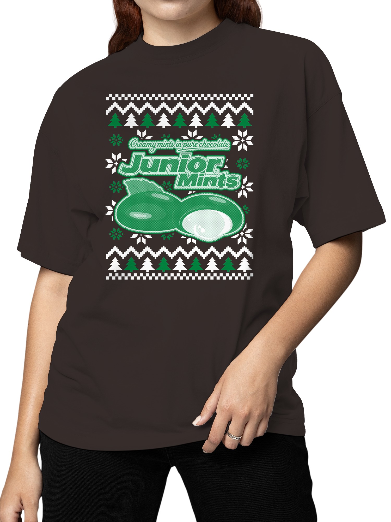 Officially Licensed Junior Mints Minty Holiday Design Women's T-shirt - Picture 5 of 9
