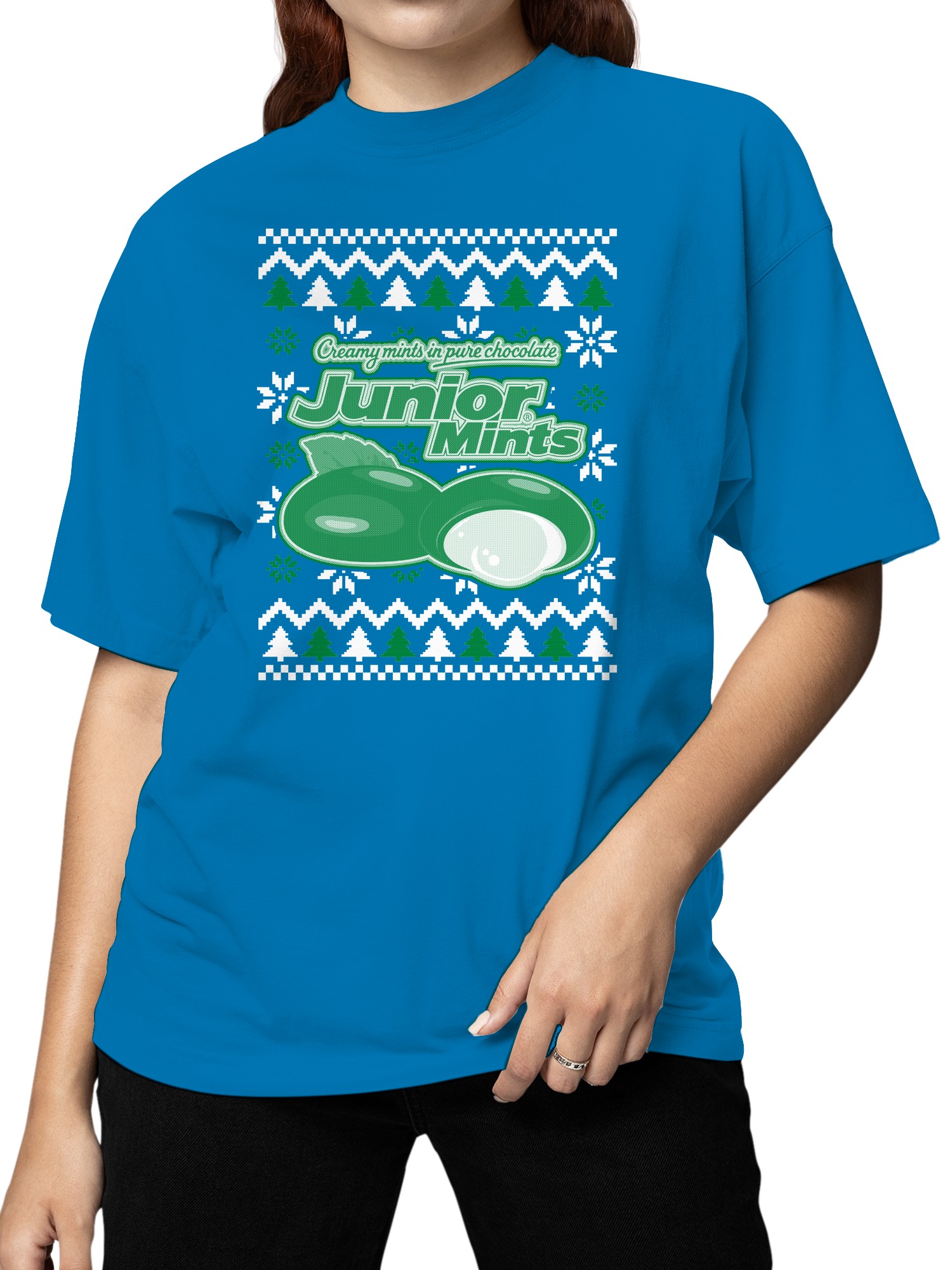 Officially Licensed Junior Mints Minty Holiday Design Women's T-shirt - Picture 8 of 9
