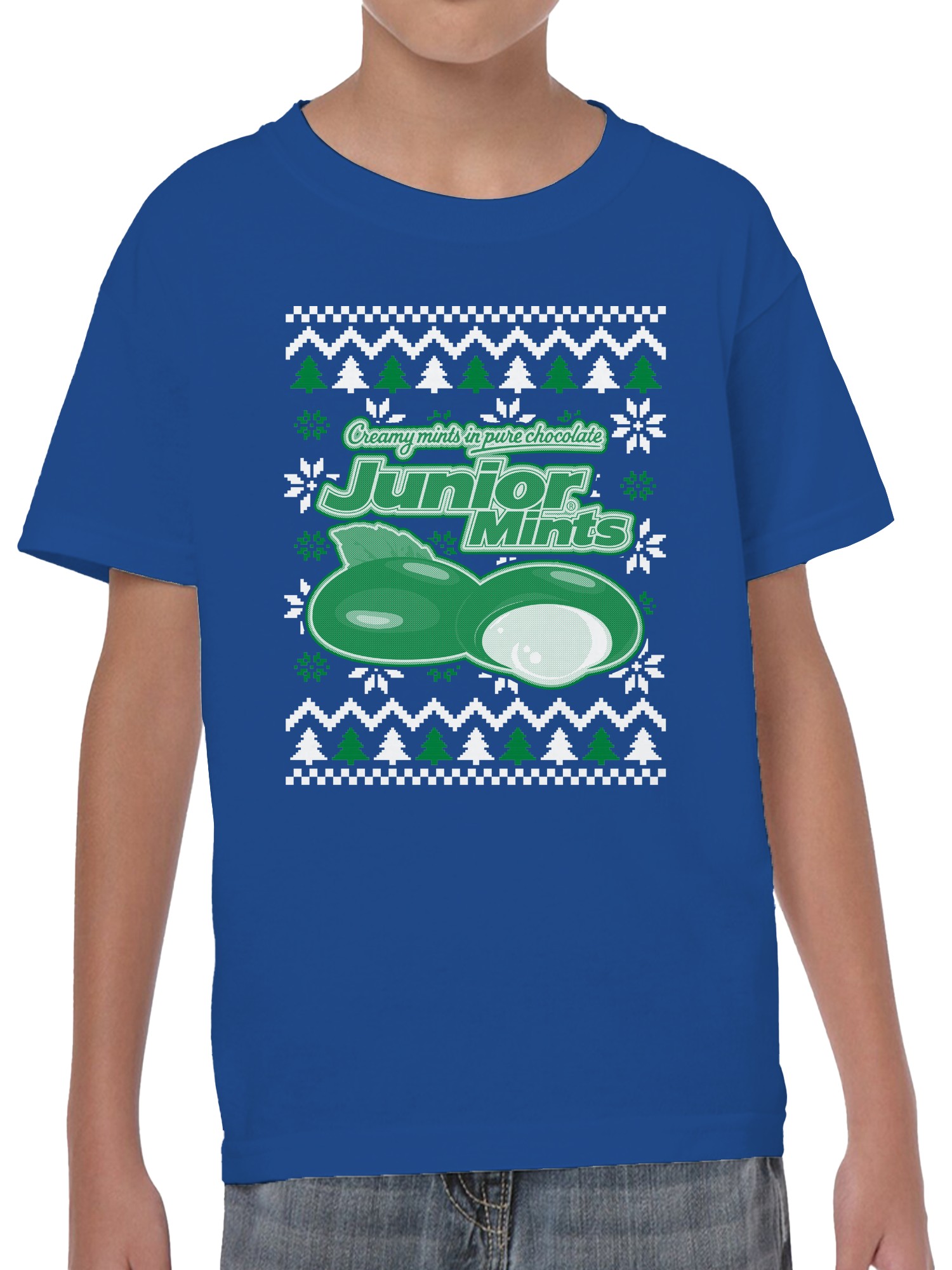 Officially Licensed Junior Mints Minty Holiday Design Youth's T