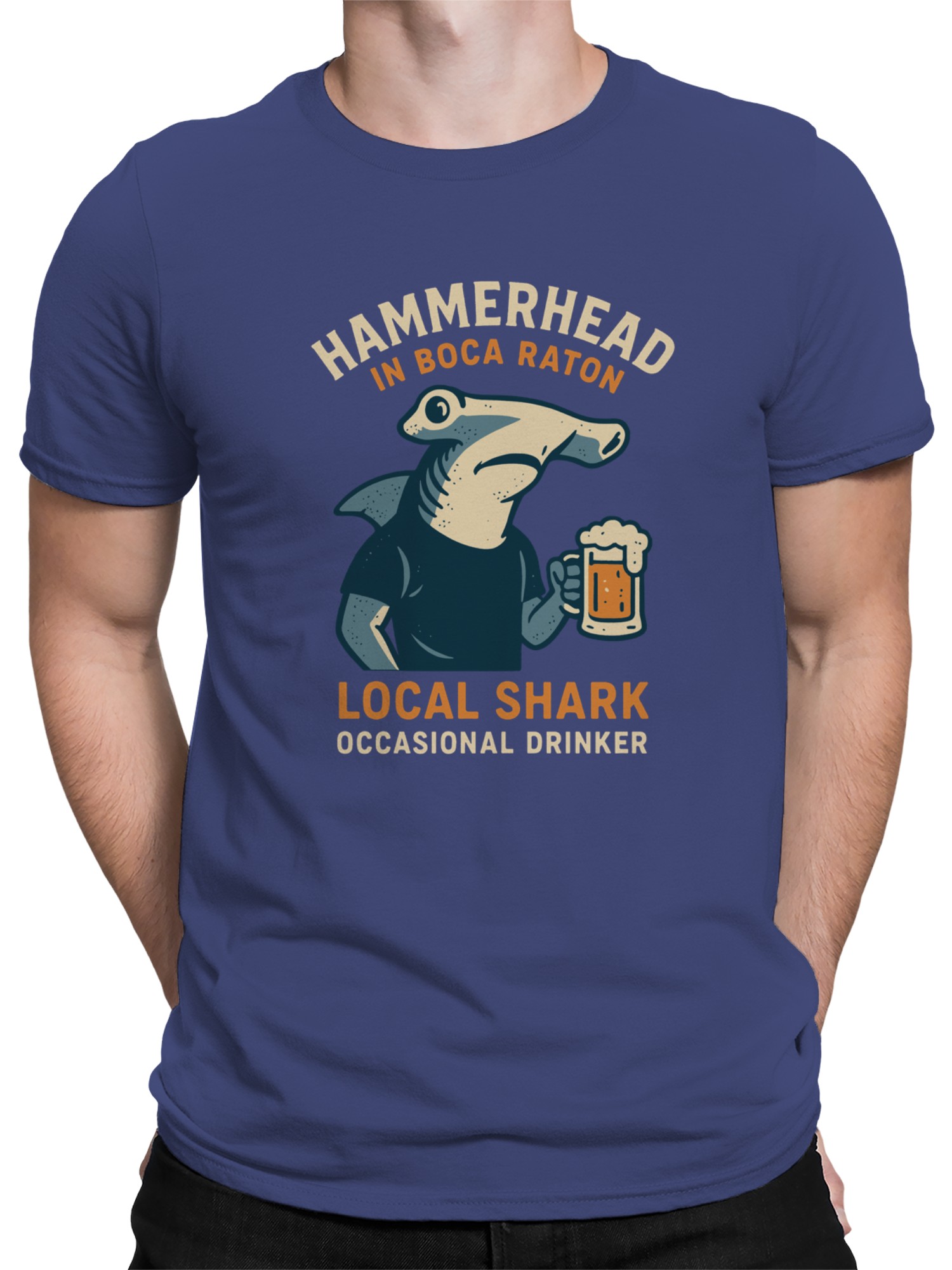 Boca Raton Hammerhead Shark Fun Men's T-shirt - Picture 5 of 12