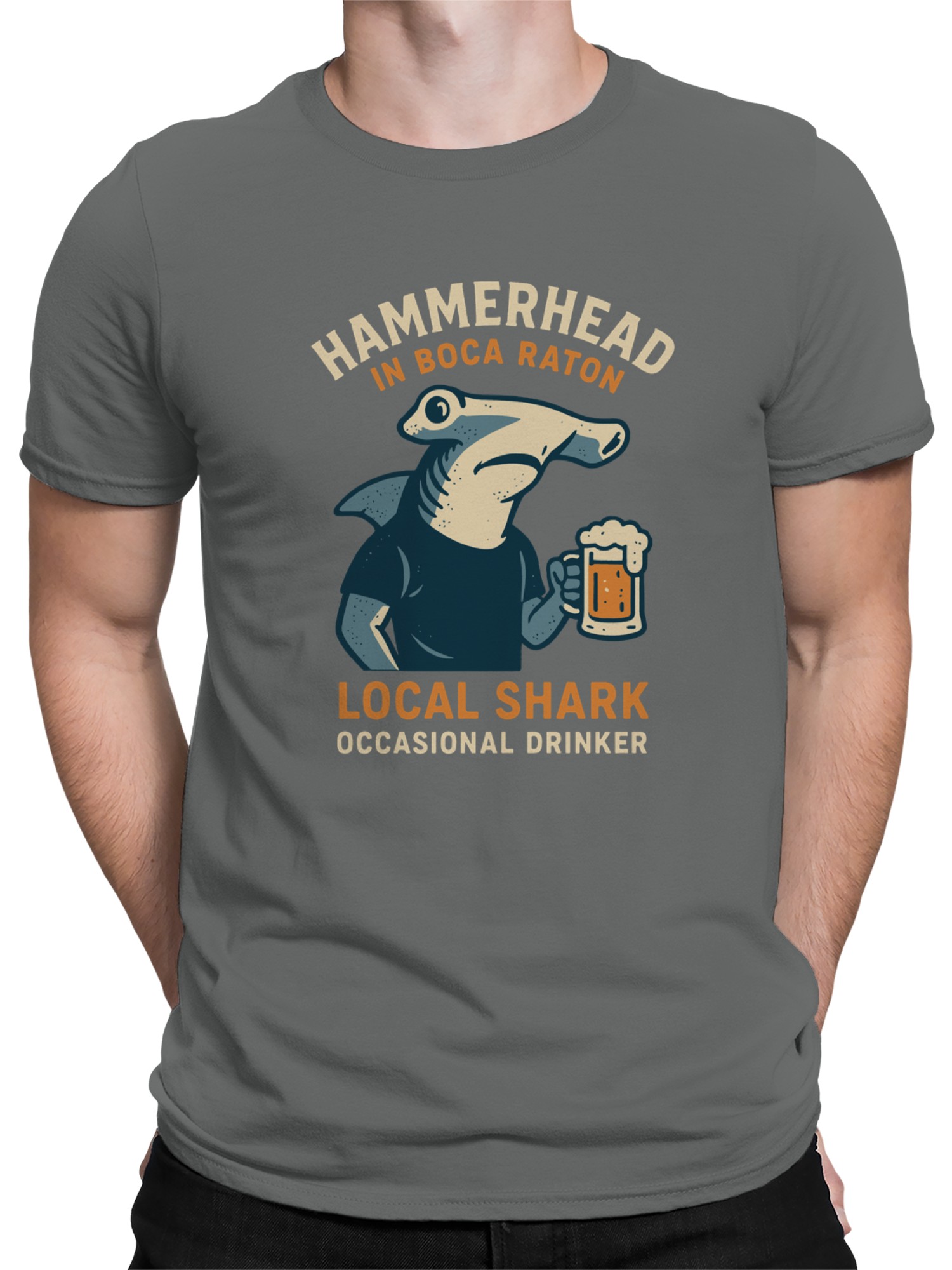 Boca Raton Hammerhead Shark Fun Men's T-shirt - Picture 11 of 12