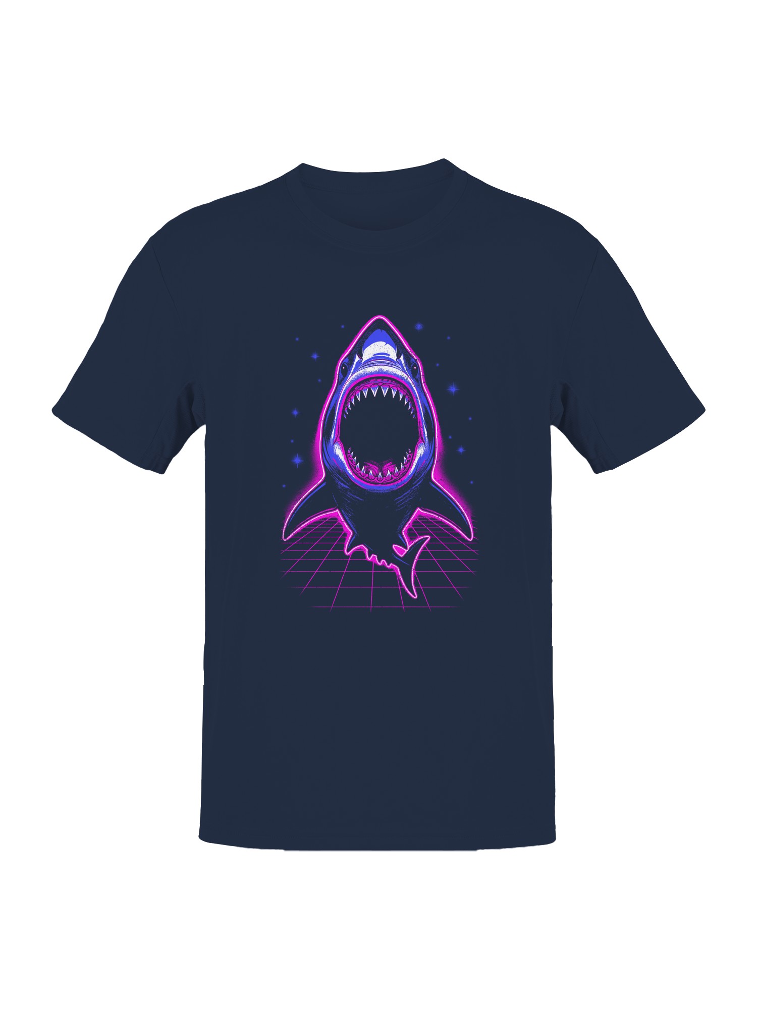 Neon Retro Shark Attack Men's T-shirt - Picture 4 of 6