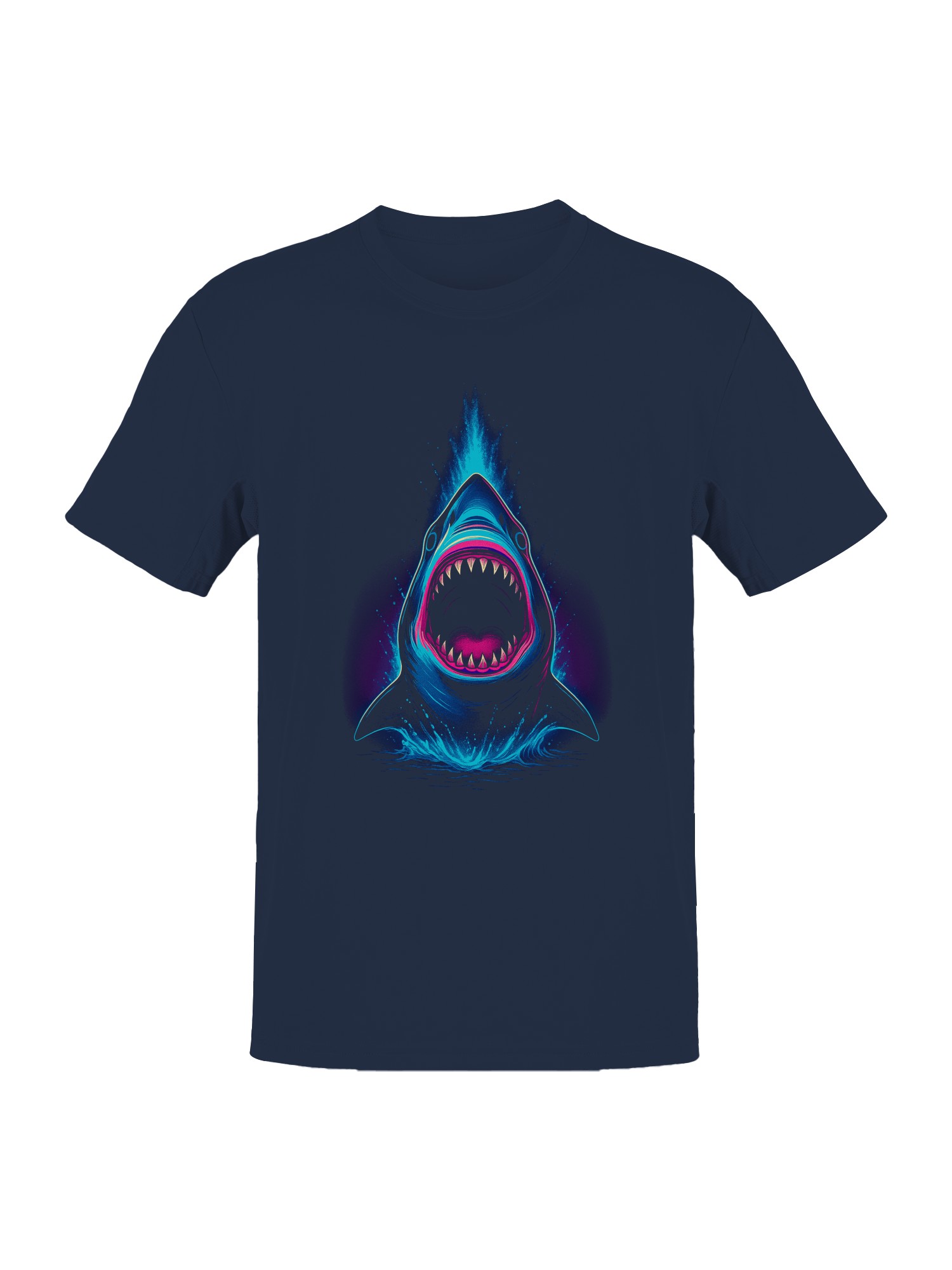 Neon Splash Shark Attack Art Men's T-shirt - Picture 4 of 6