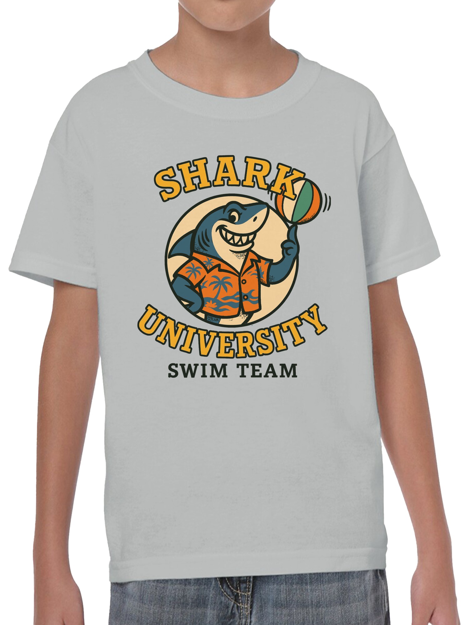 Shark University Swim Team Graphic Youth's T-shirt - Picture 8 of 9