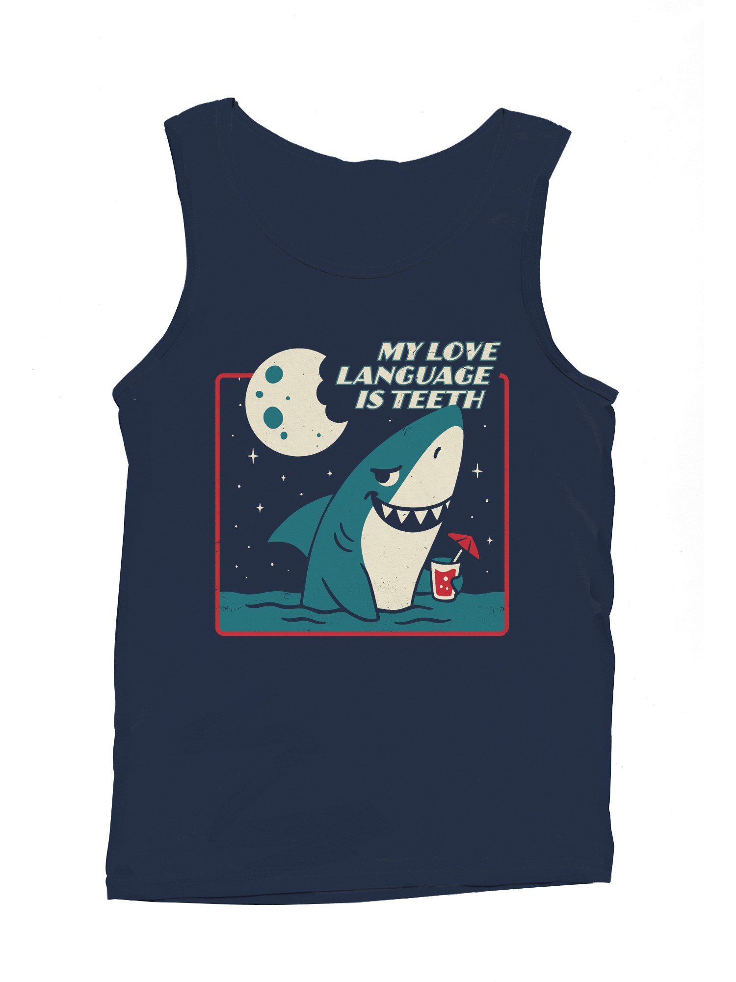 Shark Love Language Humor Design Men's Tank Top - Picture 4 of 6