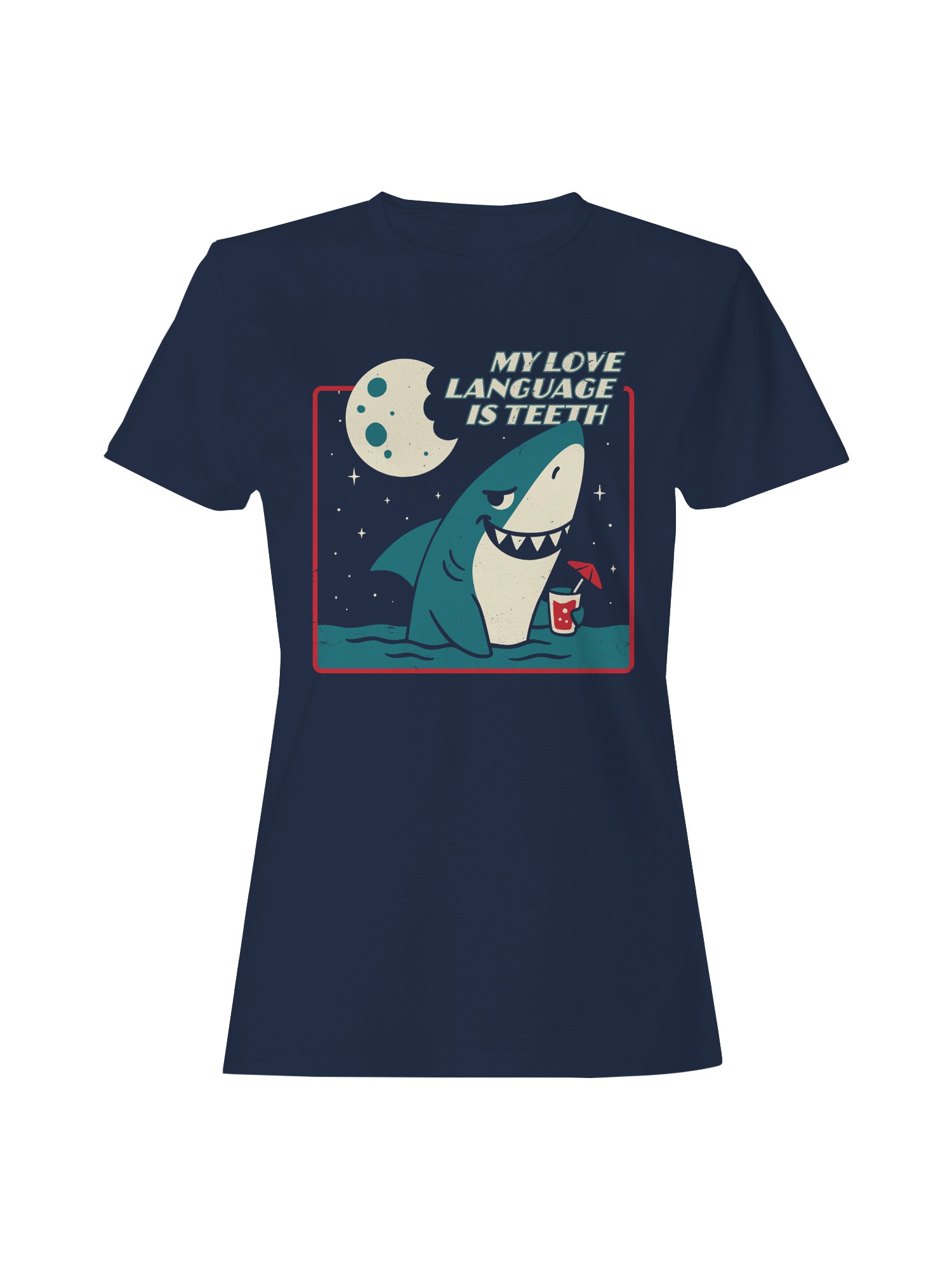 Shark Love Language Humor Design Women's T-shirt - Picture 4 of 6