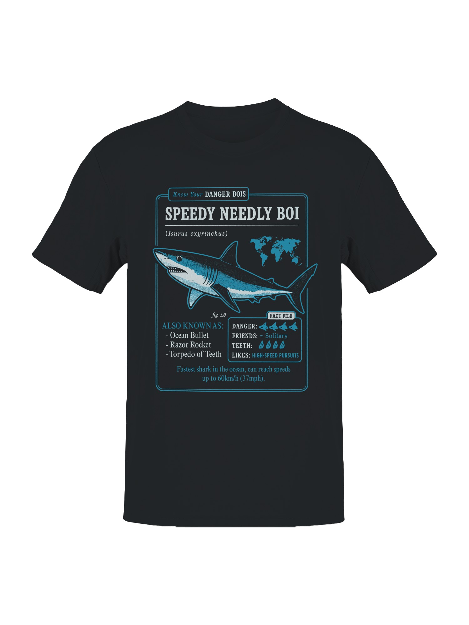 Speedy Needly Boi Shark Facts Men's T-shirt - Picture 10 of 12