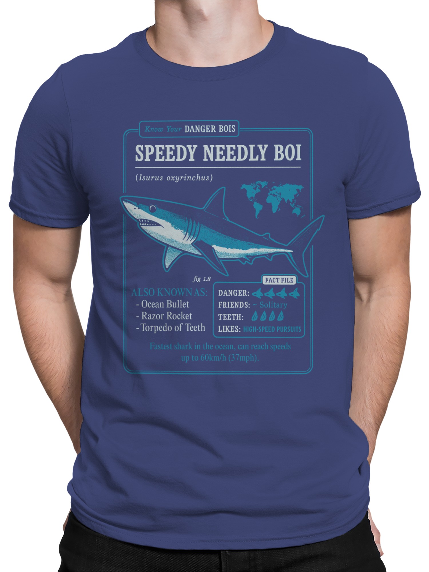 Speedy Needly Boi Shark Facts Men's T-shirt - Picture 5 of 12