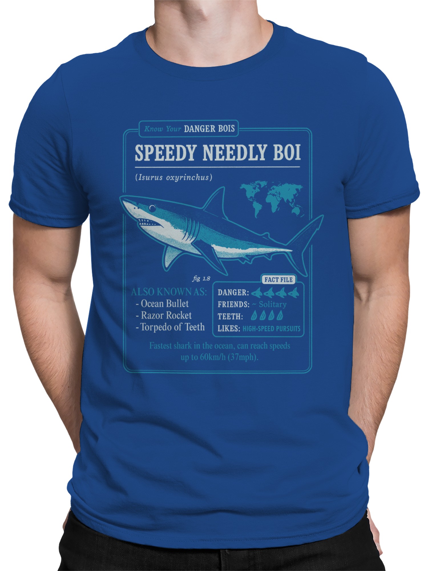 Speedy Needly Boi Shark Facts Men's T-shirt - Picture 8 of 12